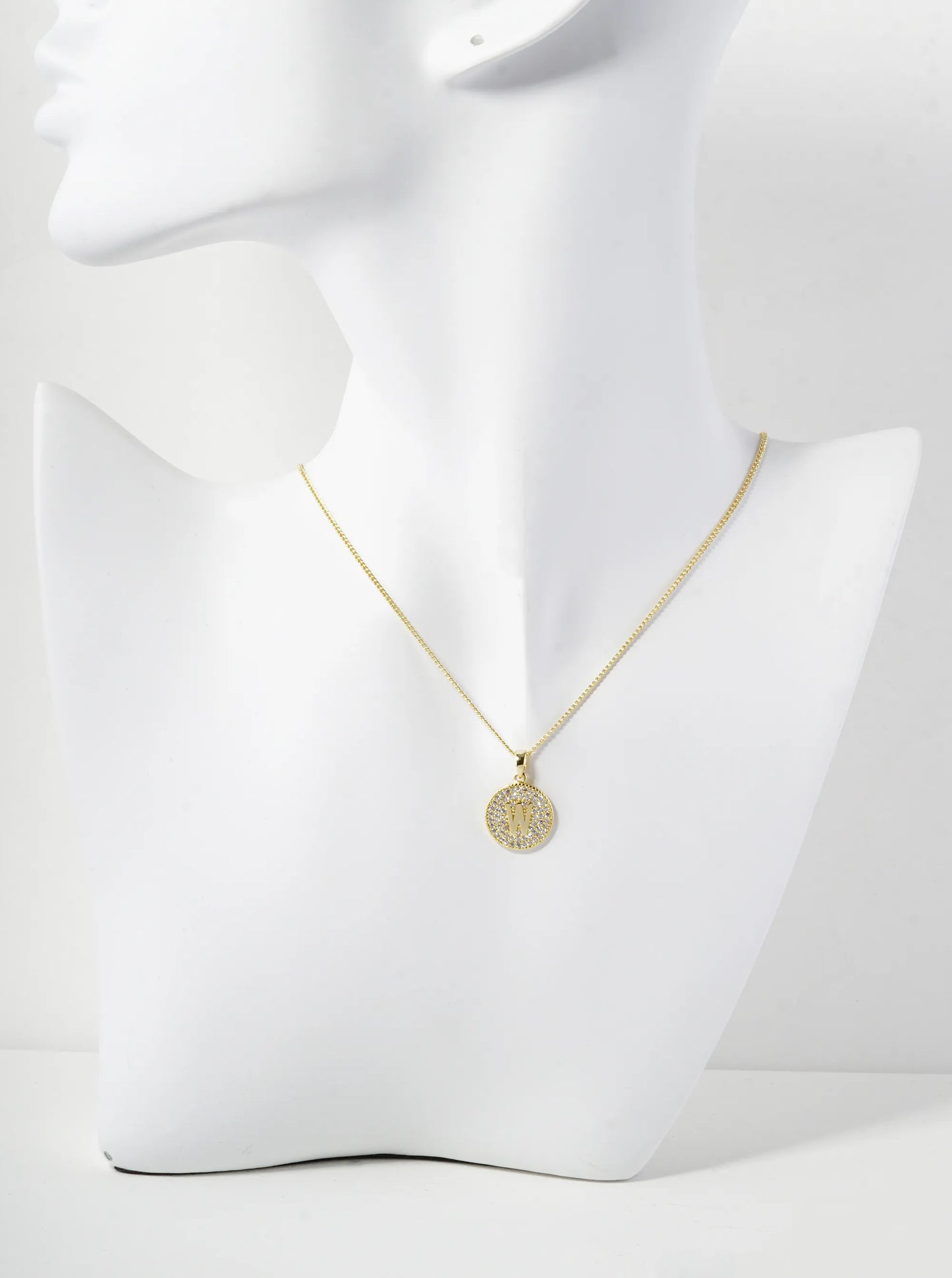 18K Gold Dipped Micro Pave Cubic Zirconia Initial Letter Pendant Necklace