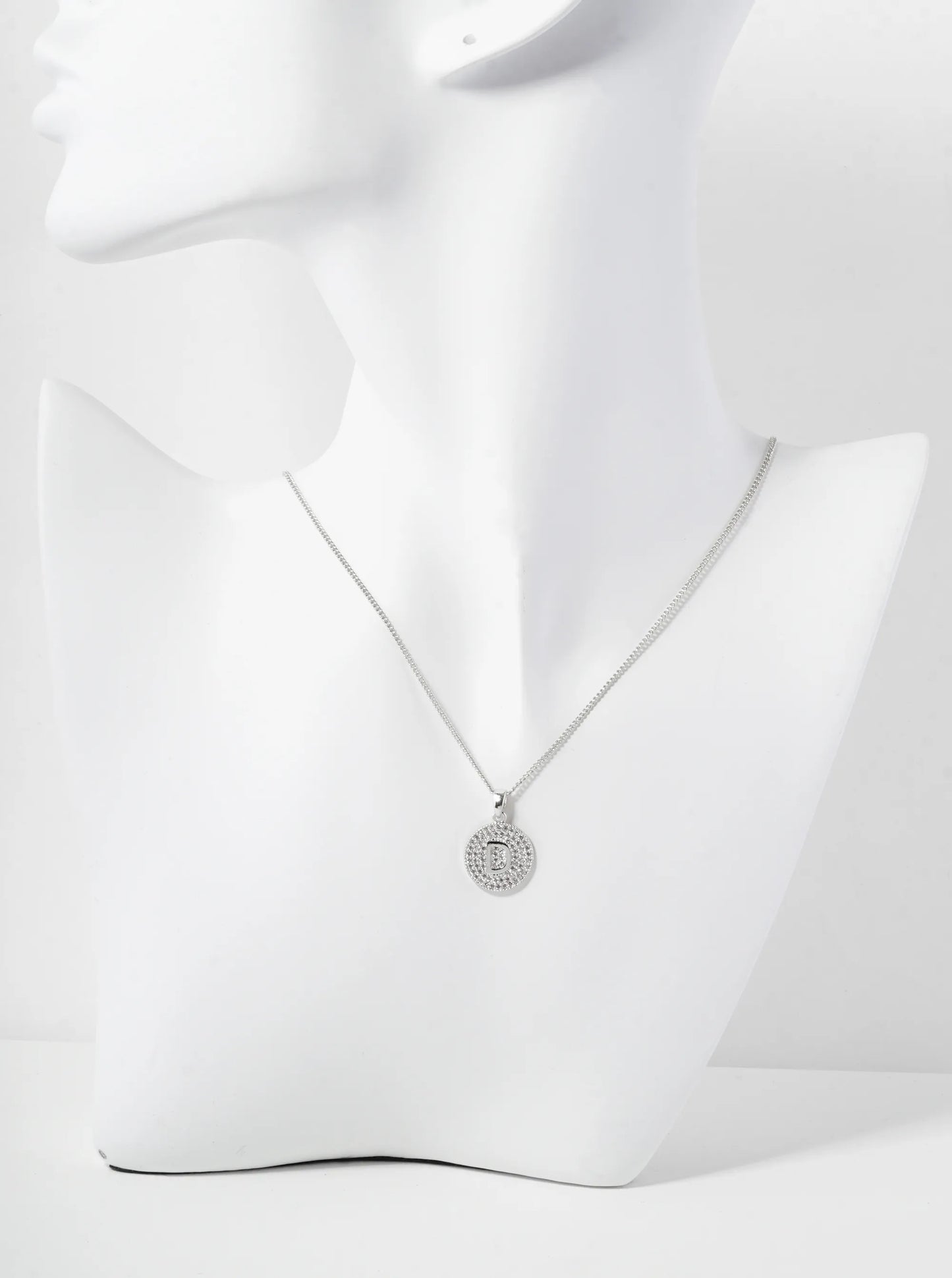 18K Gold Dipped Micro Pave Cubic Zirconia Initial Letter Pendant Necklace