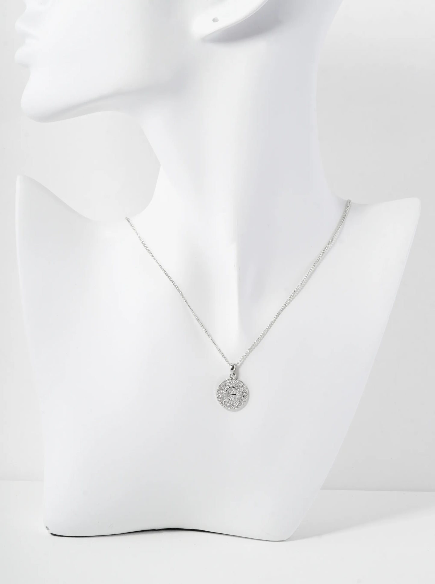 18K Gold Dipped Micro Pave Cubic Zirconia Initial Letter Pendant Necklace