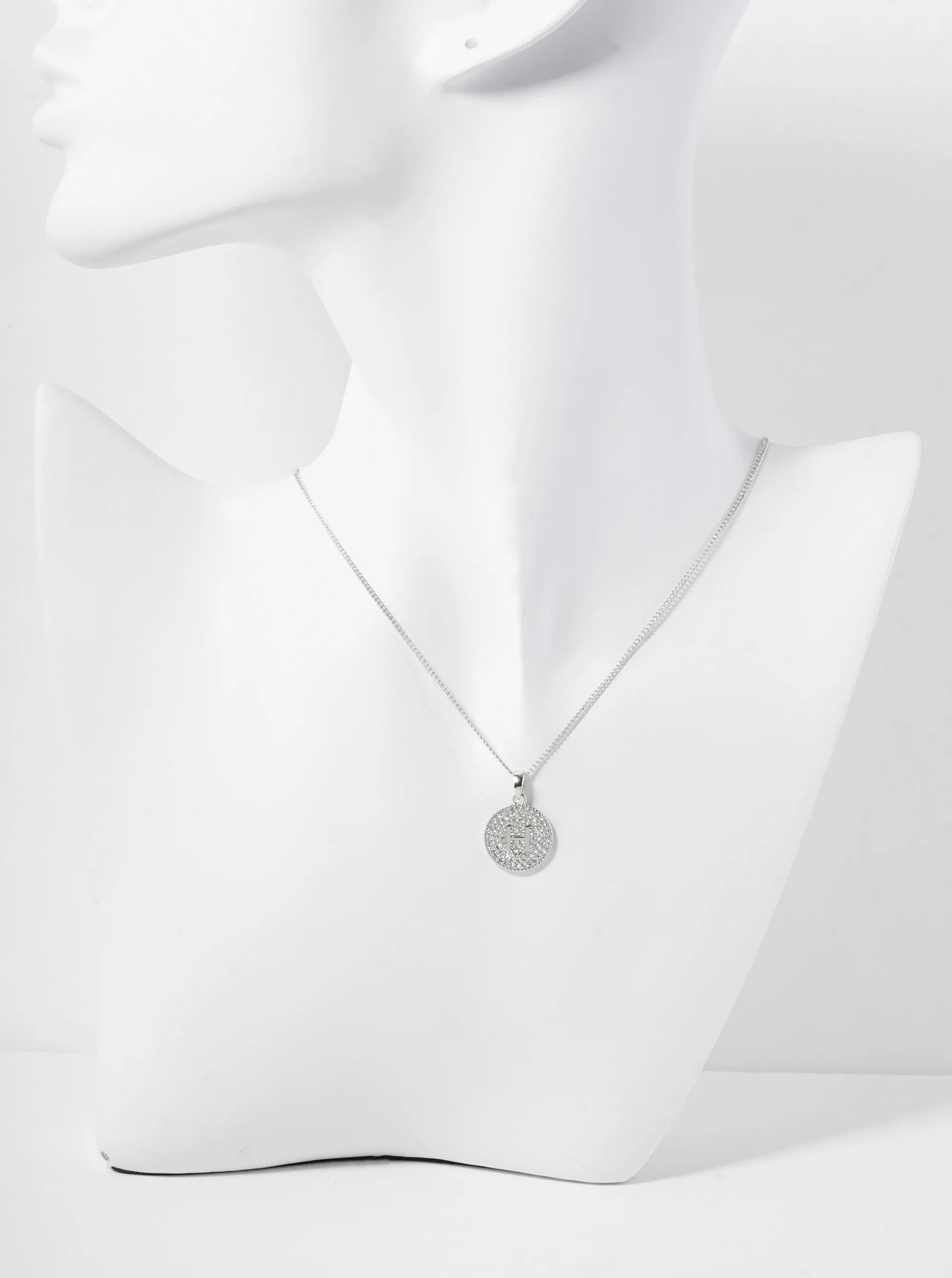 18K Gold Dipped Micro Pave Cubic Zirconia Initial Letter Pendant Necklace