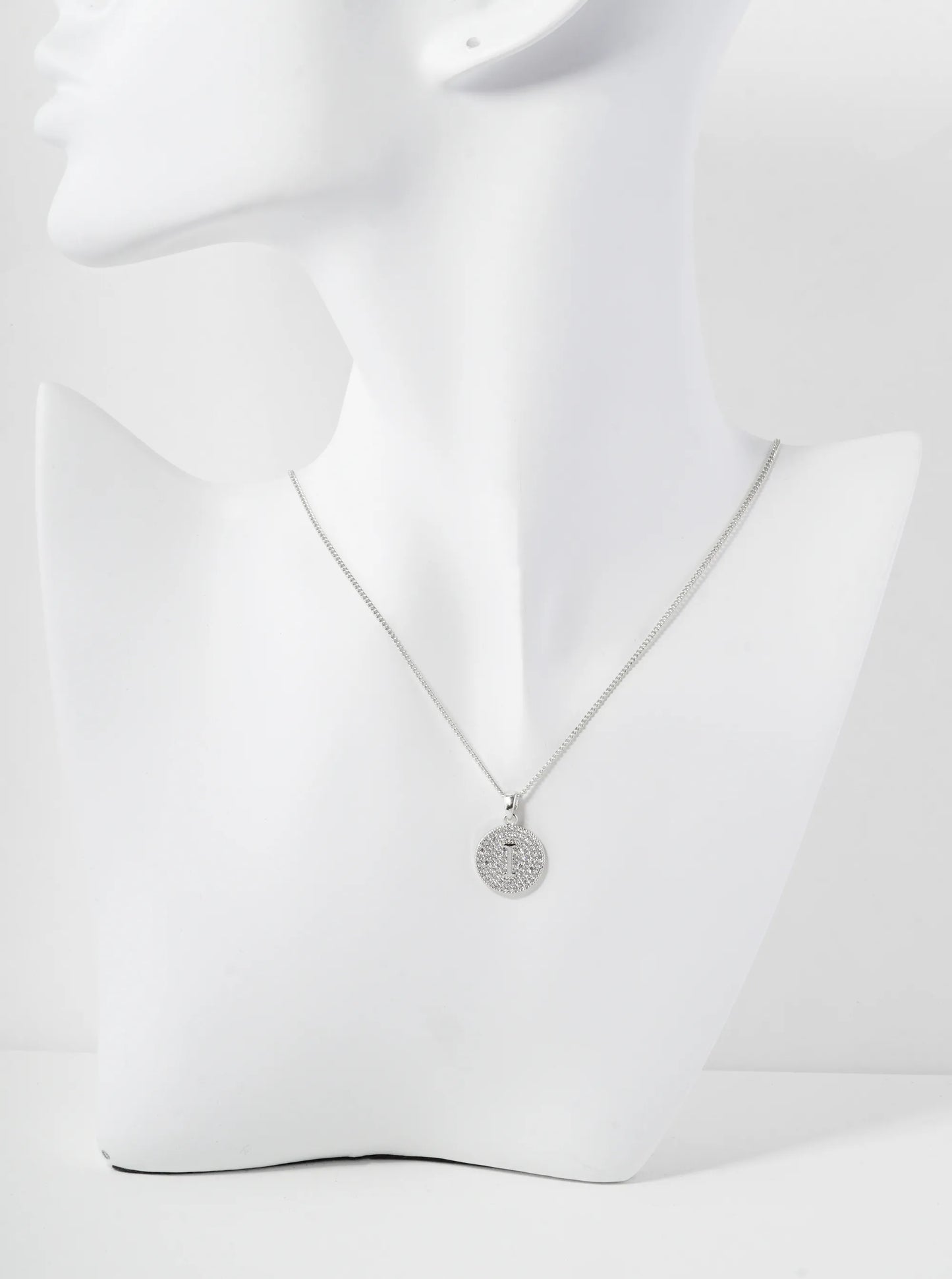18K Gold Dipped Micro Pave Cubic Zirconia Initial Letter Pendant Necklace