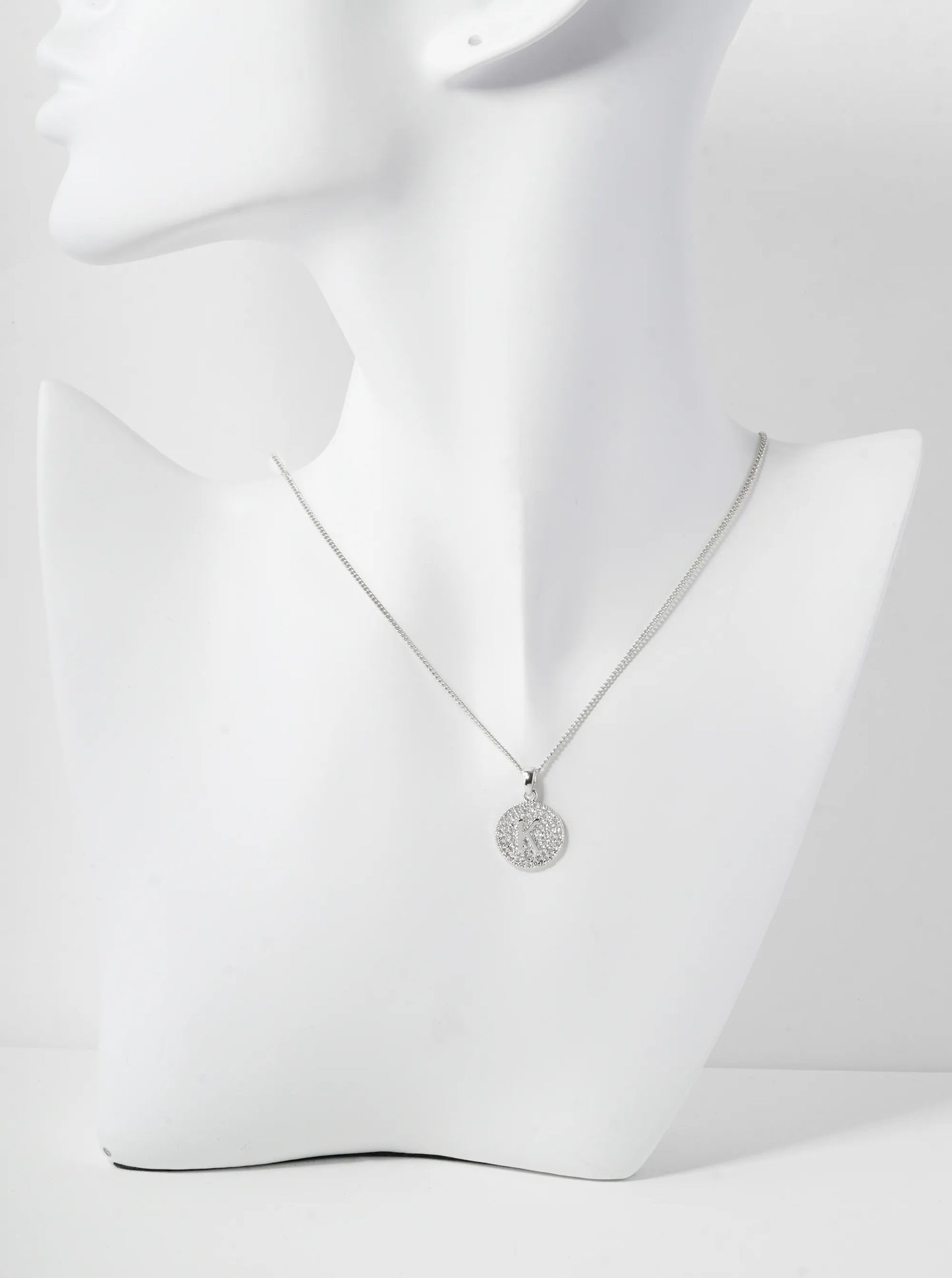 18K Gold Dipped Micro Pave Cubic Zirconia Initial Letter Pendant Necklace