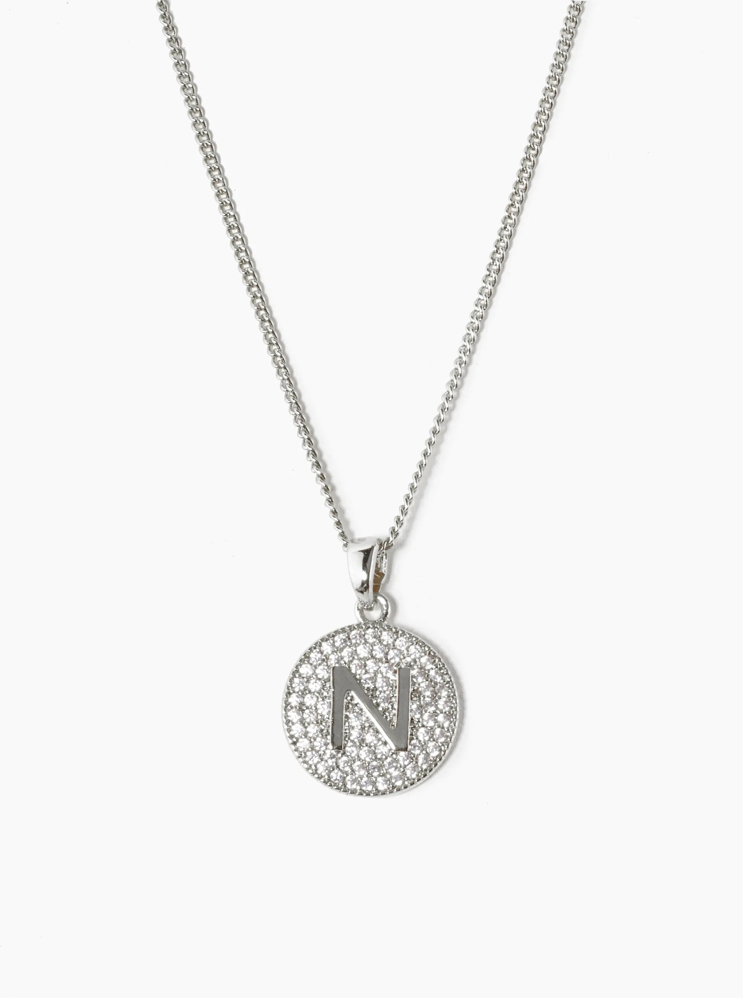 18K Gold Dipped Micro Pave Cubic Zirconia Initial Letter Pendant Necklace
