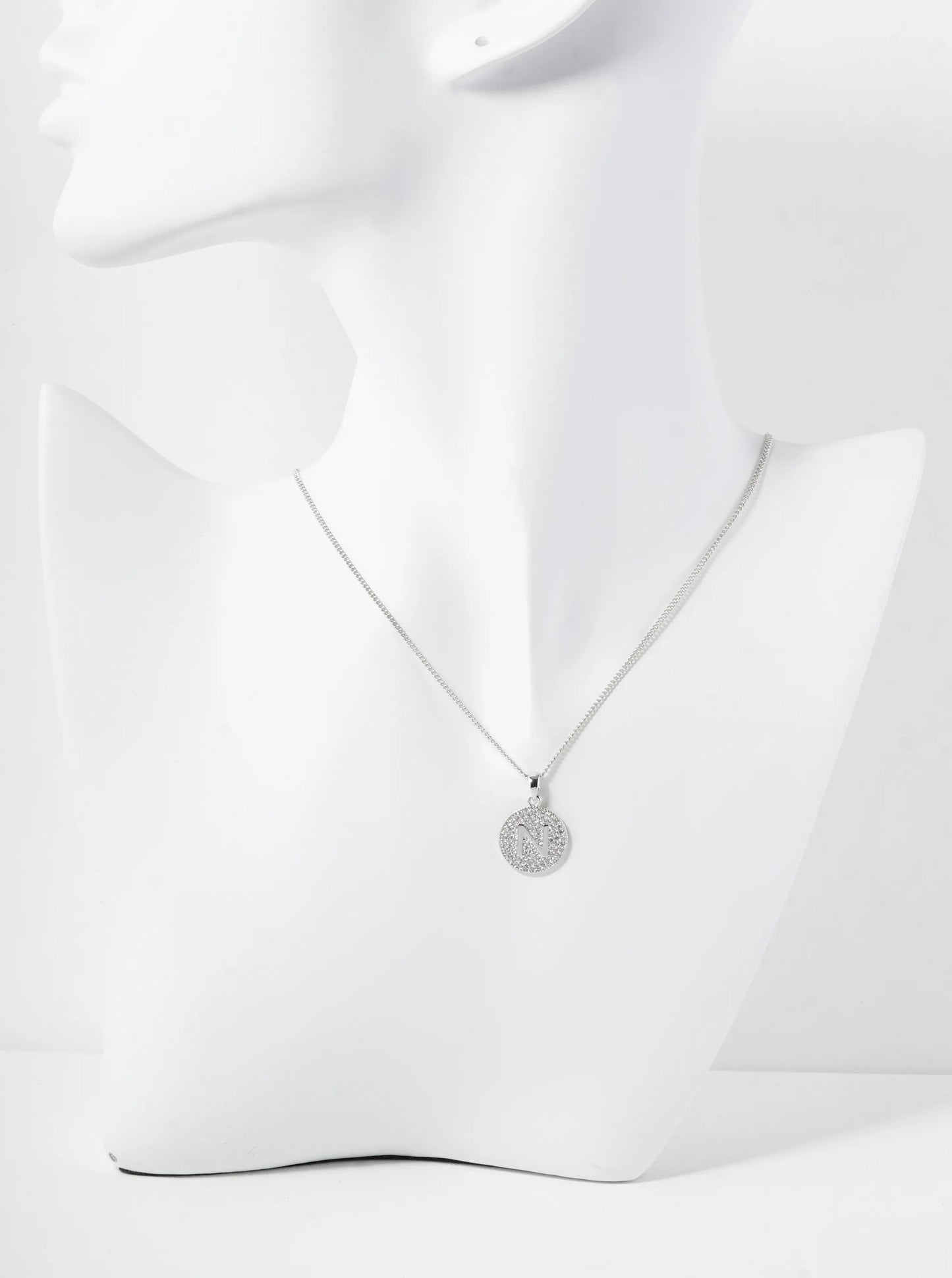 18K Gold Dipped Micro Pave Cubic Zirconia Initial Letter Pendant Necklace