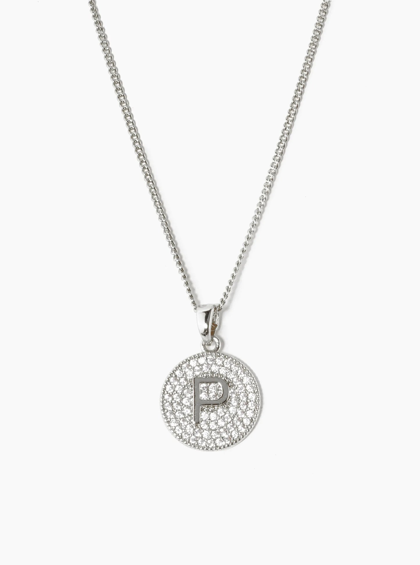 18K Gold Dipped Micro Pave Cubic Zirconia Initial Letter Pendant Necklace