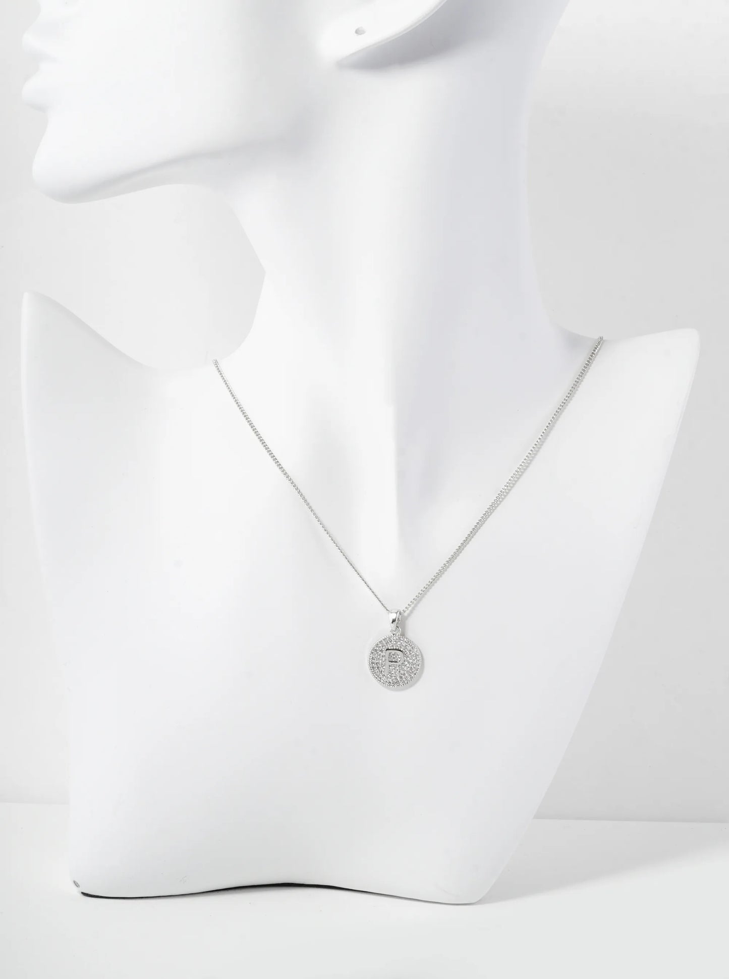 18K Gold Dipped Micro Pave Cubic Zirconia Initial Letter Pendant Necklace