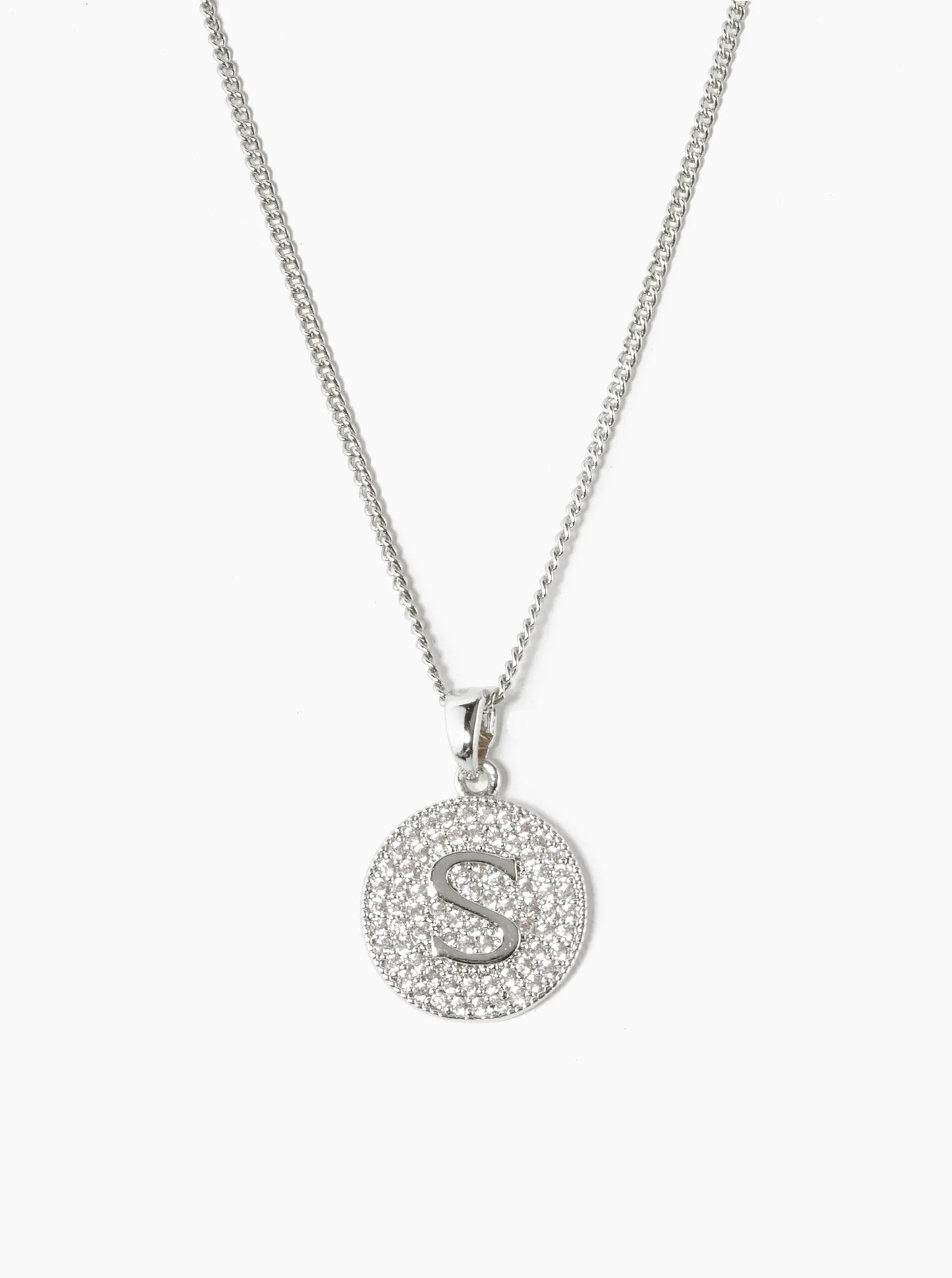 18K Gold Dipped Micro Pave Cubic Zirconia Initial Letter Pendant Necklace