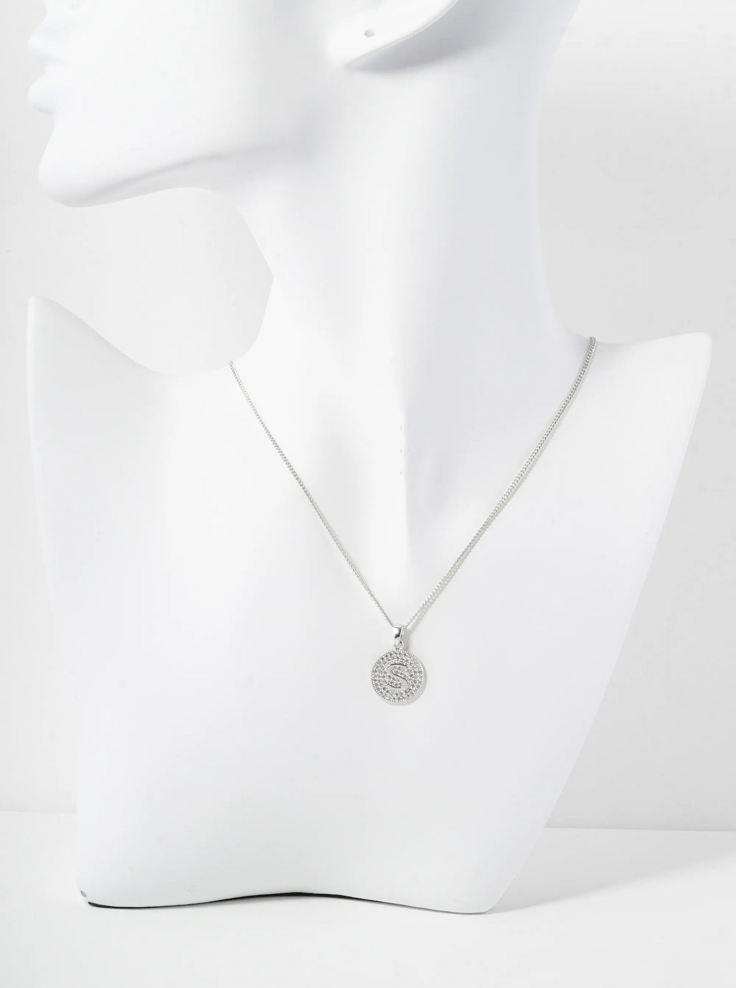 18K Gold Dipped Micro Pave Cubic Zirconia Initial Letter Pendant Necklace