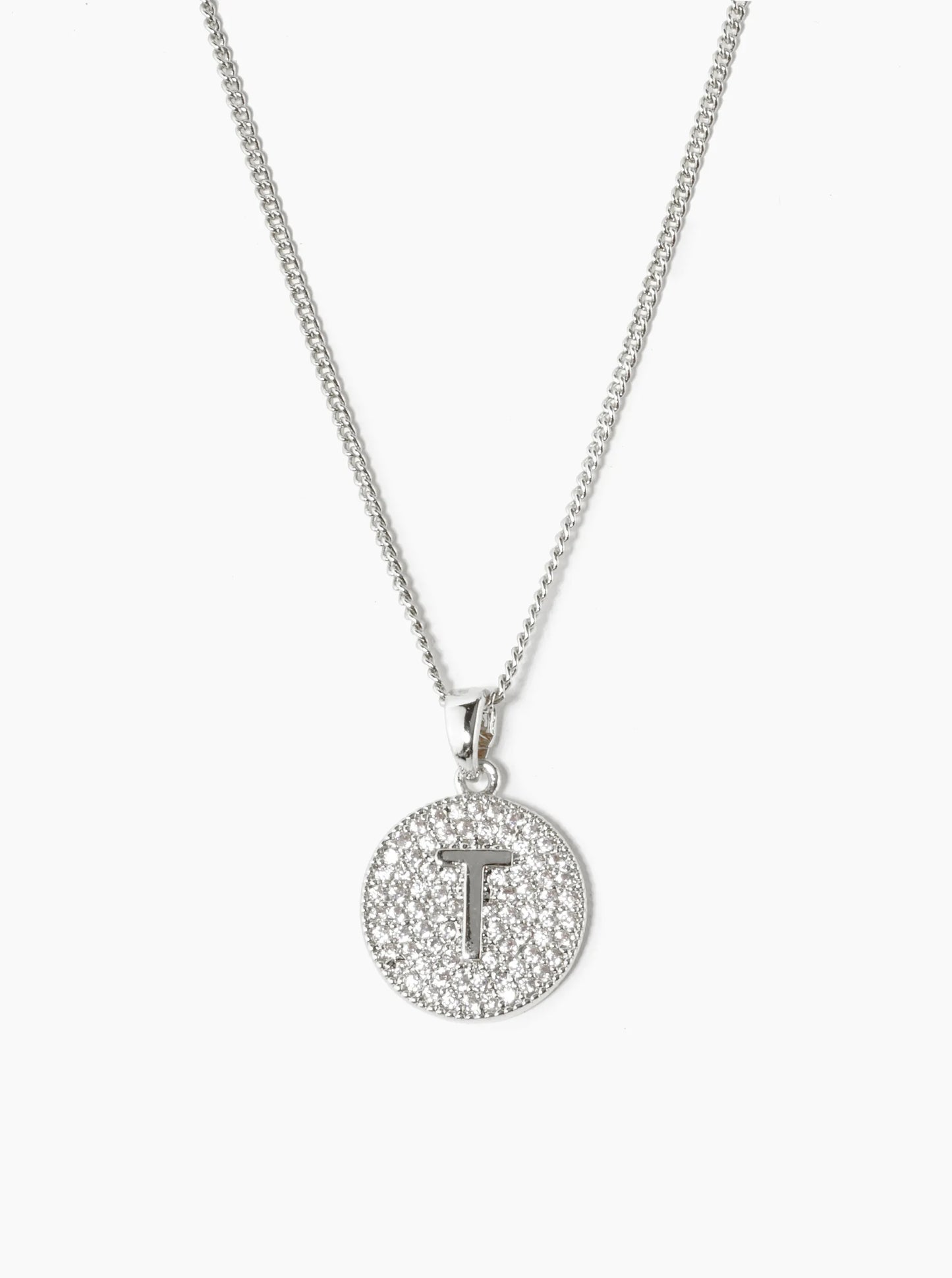 18K Gold Dipped Micro Pave Cubic Zirconia Initial Letter Pendant Necklace