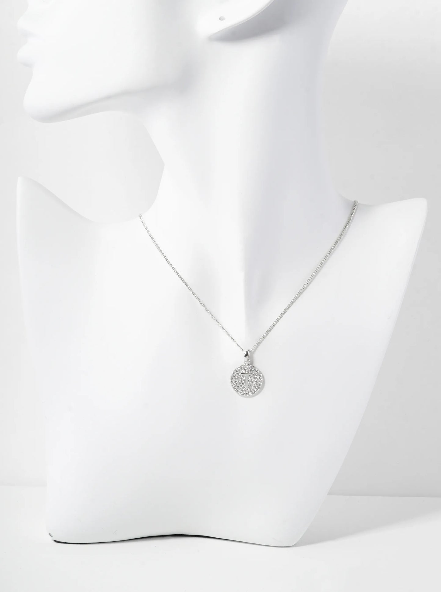 18K Gold Dipped Micro Pave Cubic Zirconia Initial Letter Pendant Necklace