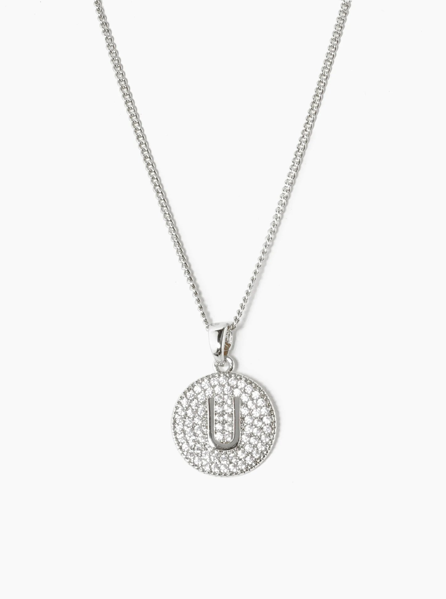 18K Gold Dipped Micro Pave Cubic Zirconia Initial Letter Pendant Necklace