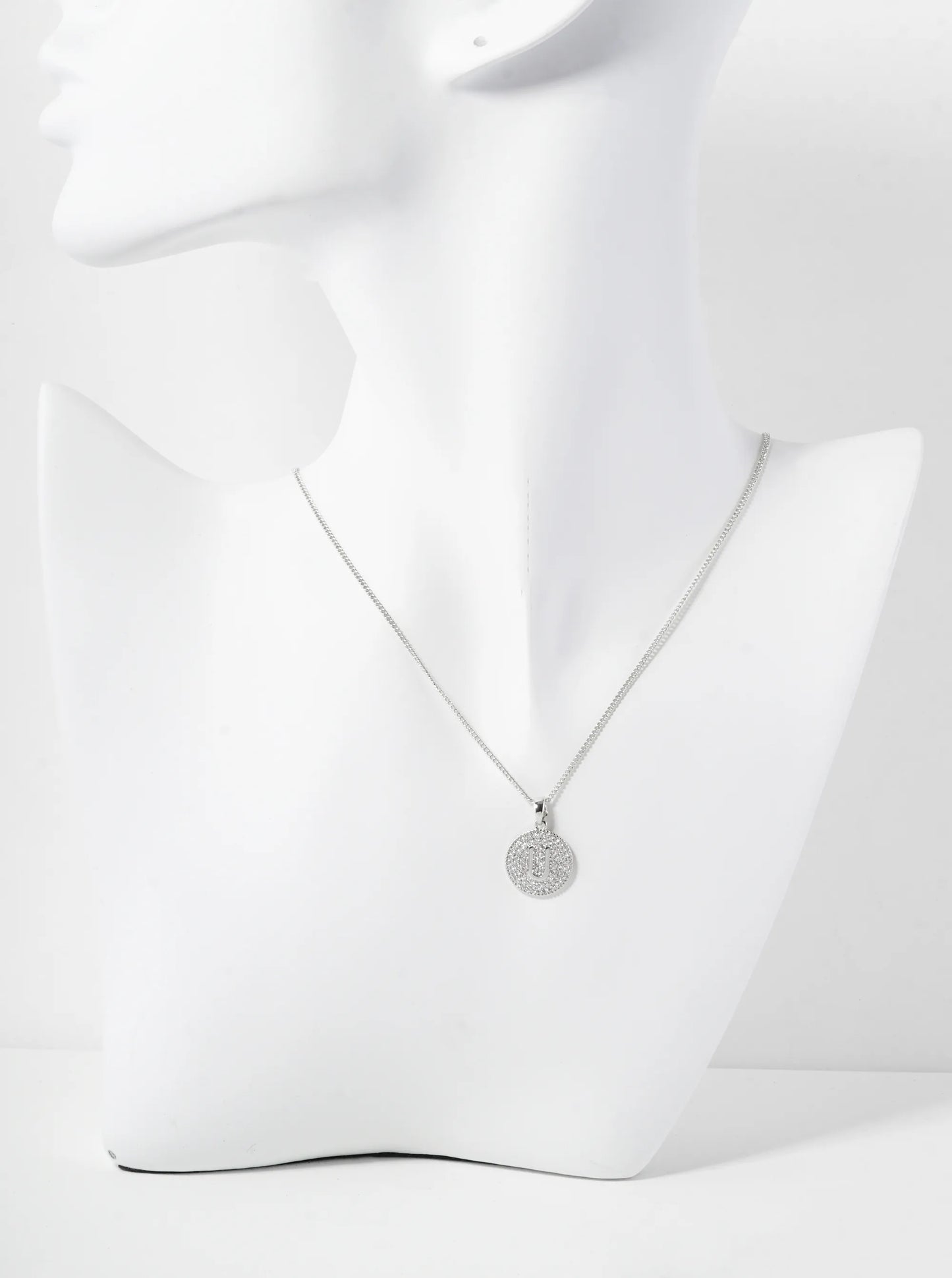 18K Gold Dipped Micro Pave Cubic Zirconia Initial Letter Pendant Necklace
