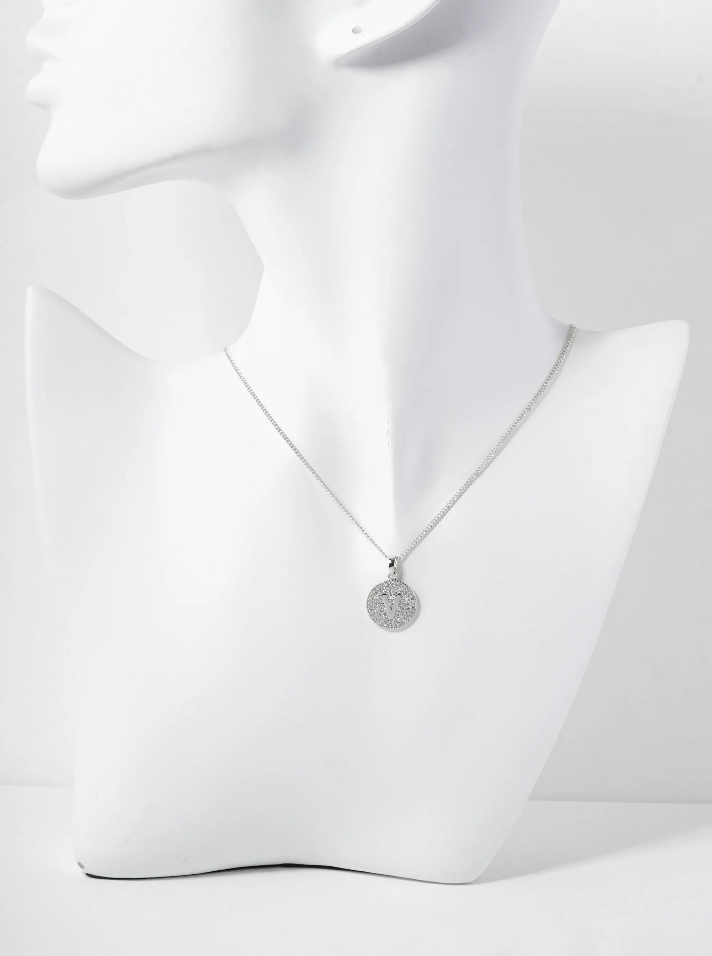 18K Gold Dipped Micro Pave Cubic Zirconia Initial Letter Pendant Necklace