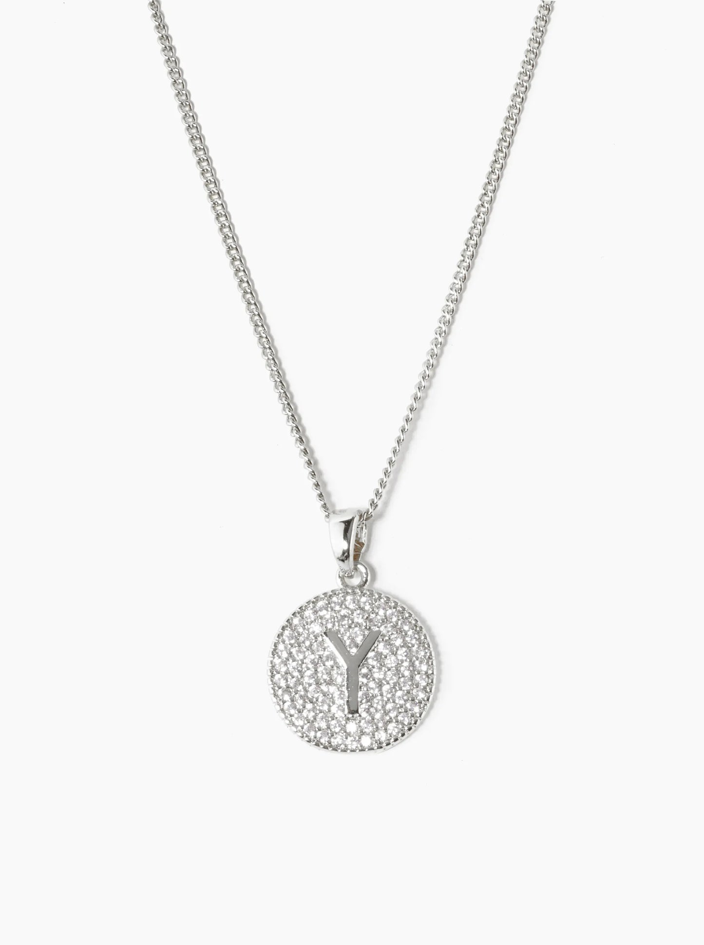 18K Gold Dipped Micro Pave Cubic Zirconia Initial Letter Pendant Necklace
