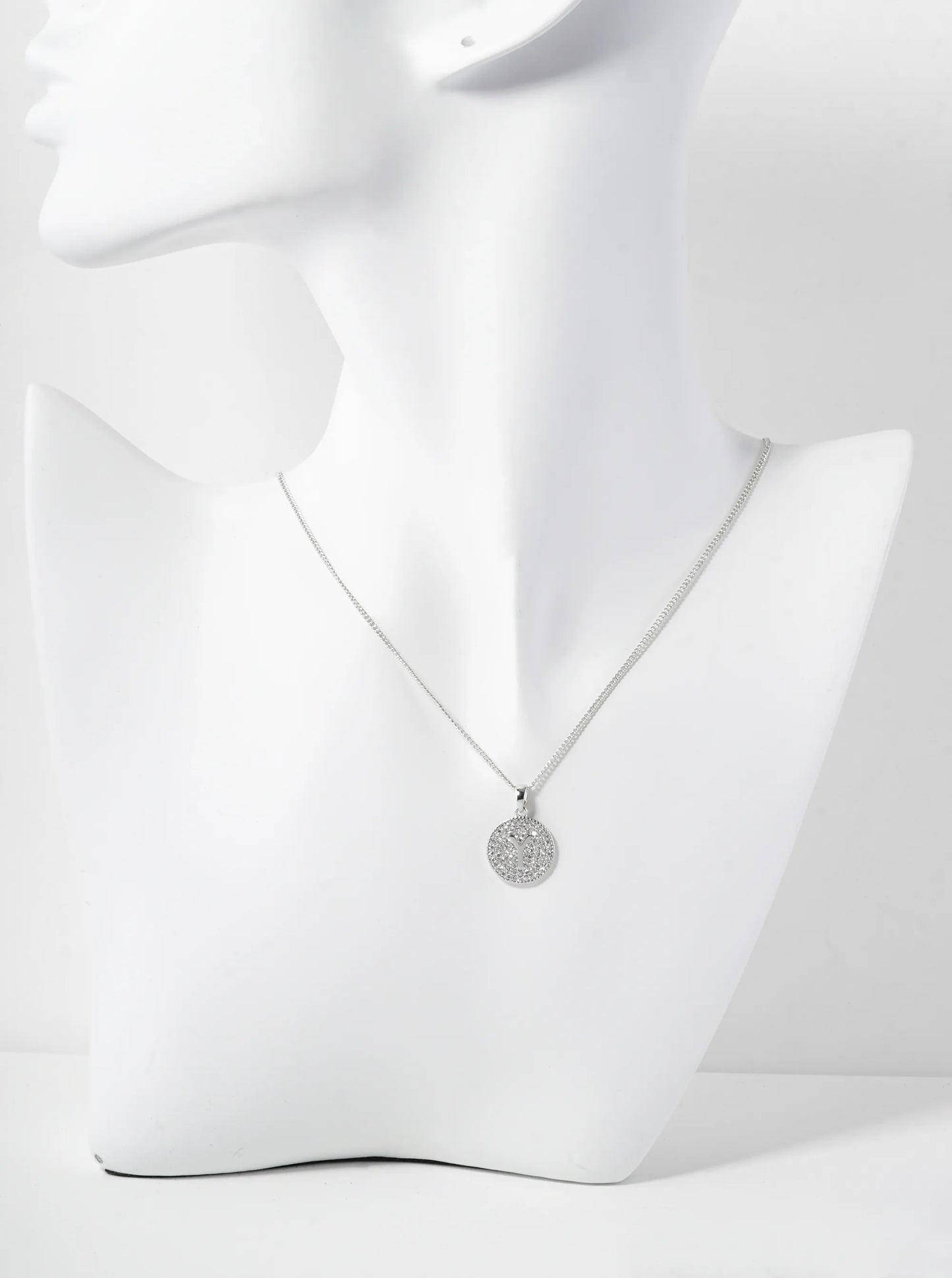 18K Gold Dipped Micro Pave Cubic Zirconia Initial Letter Pendant Necklace