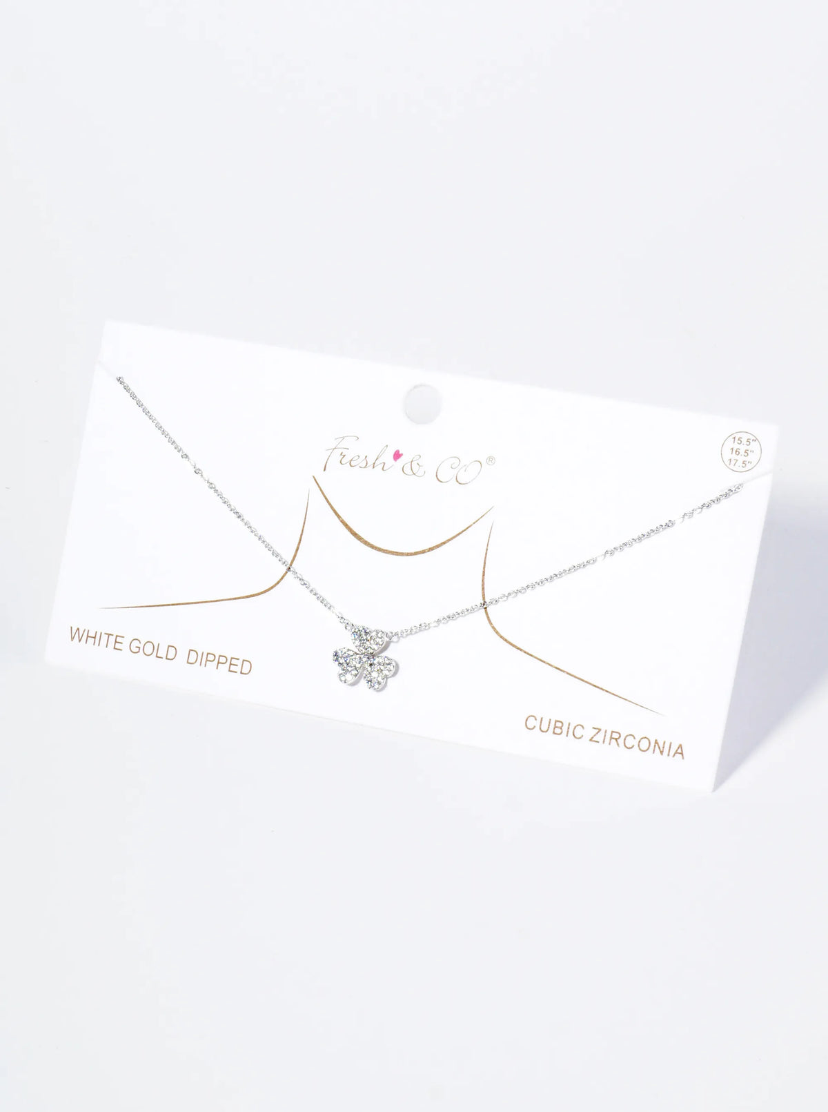 18K Gold Dipped Micro Pave Set CZ 3 Leaf Clover Pendant Necklace