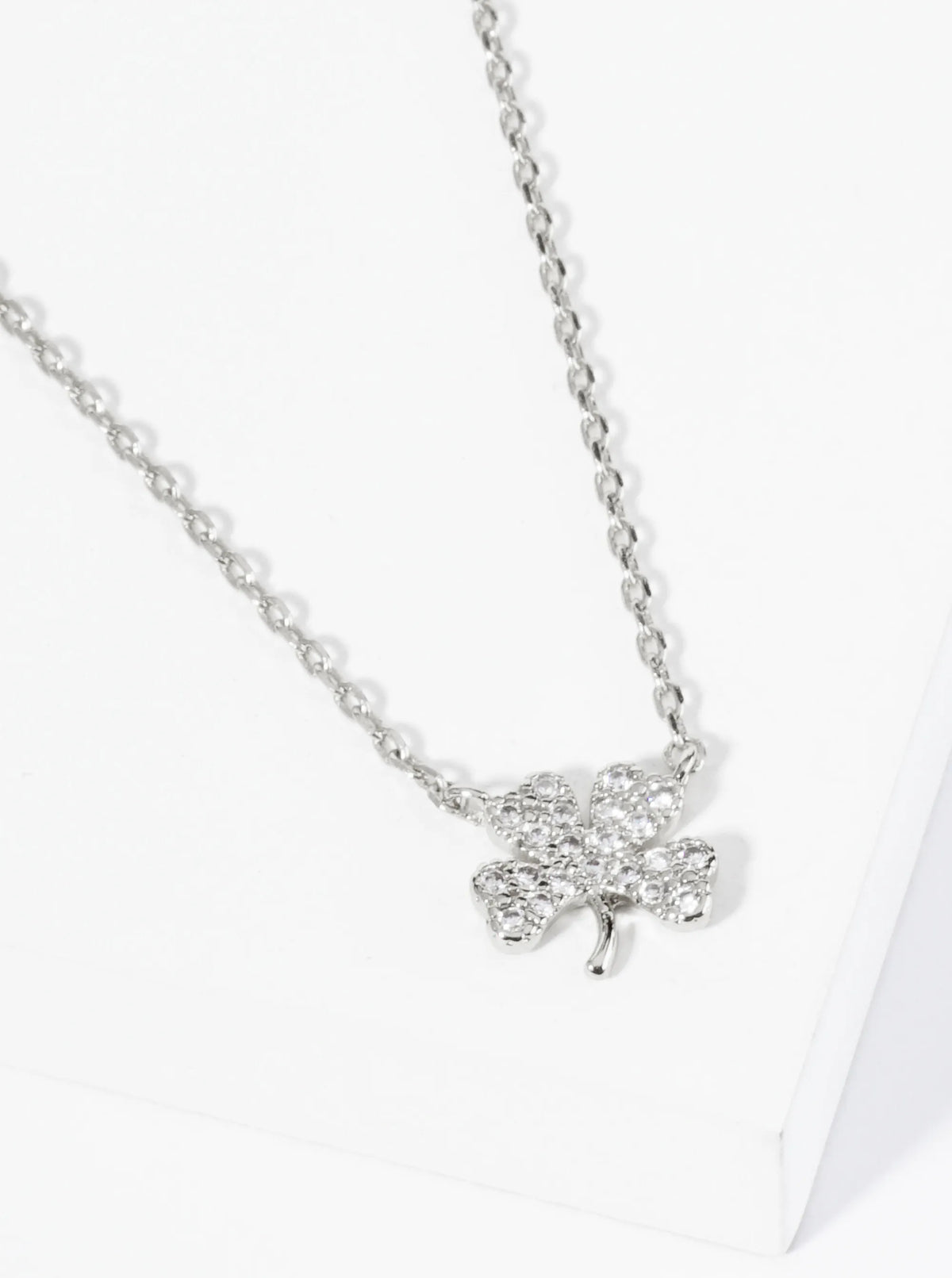 18K Gold Dipped Micro Pave Set CZ Clover Pendant Necklace