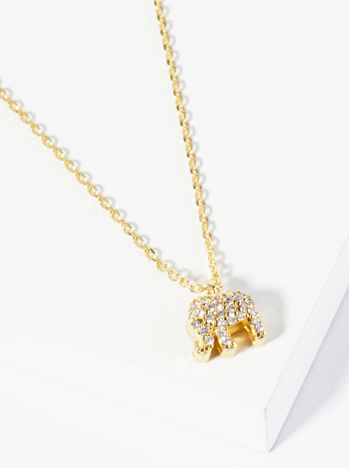 18K Gold Dipped Micro Pave Set CZ Elephant Pendant Necklace