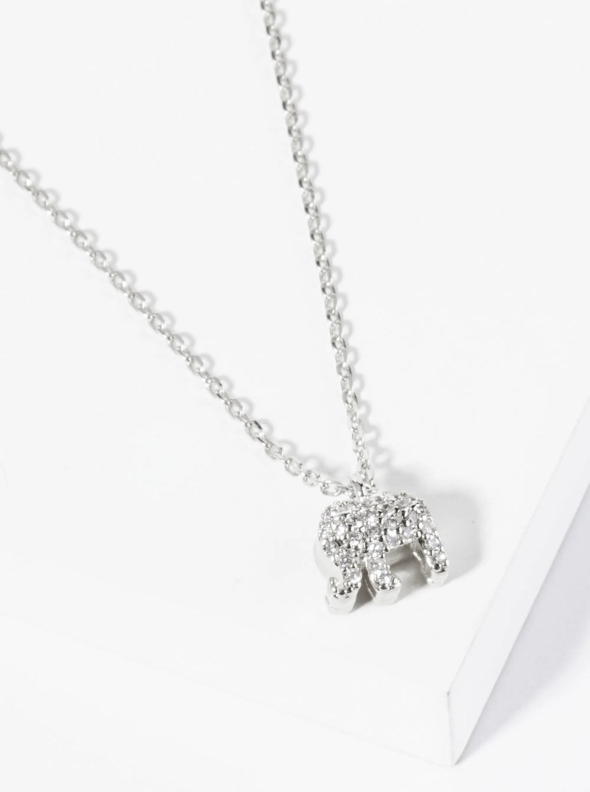 18K Gold Dipped Micro Pave Set CZ Elephant Pendant Necklace