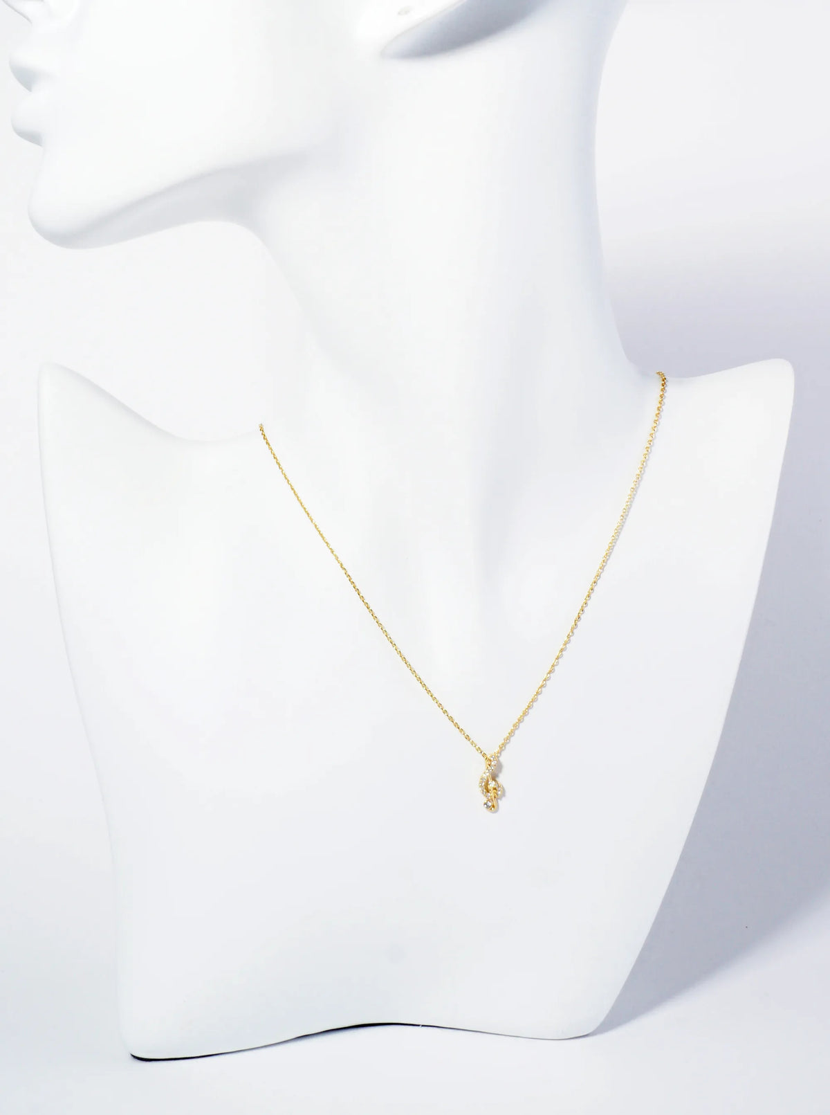 18K Gold Dipped Micro Pave Set CZ Musical Note Pendant Necklace