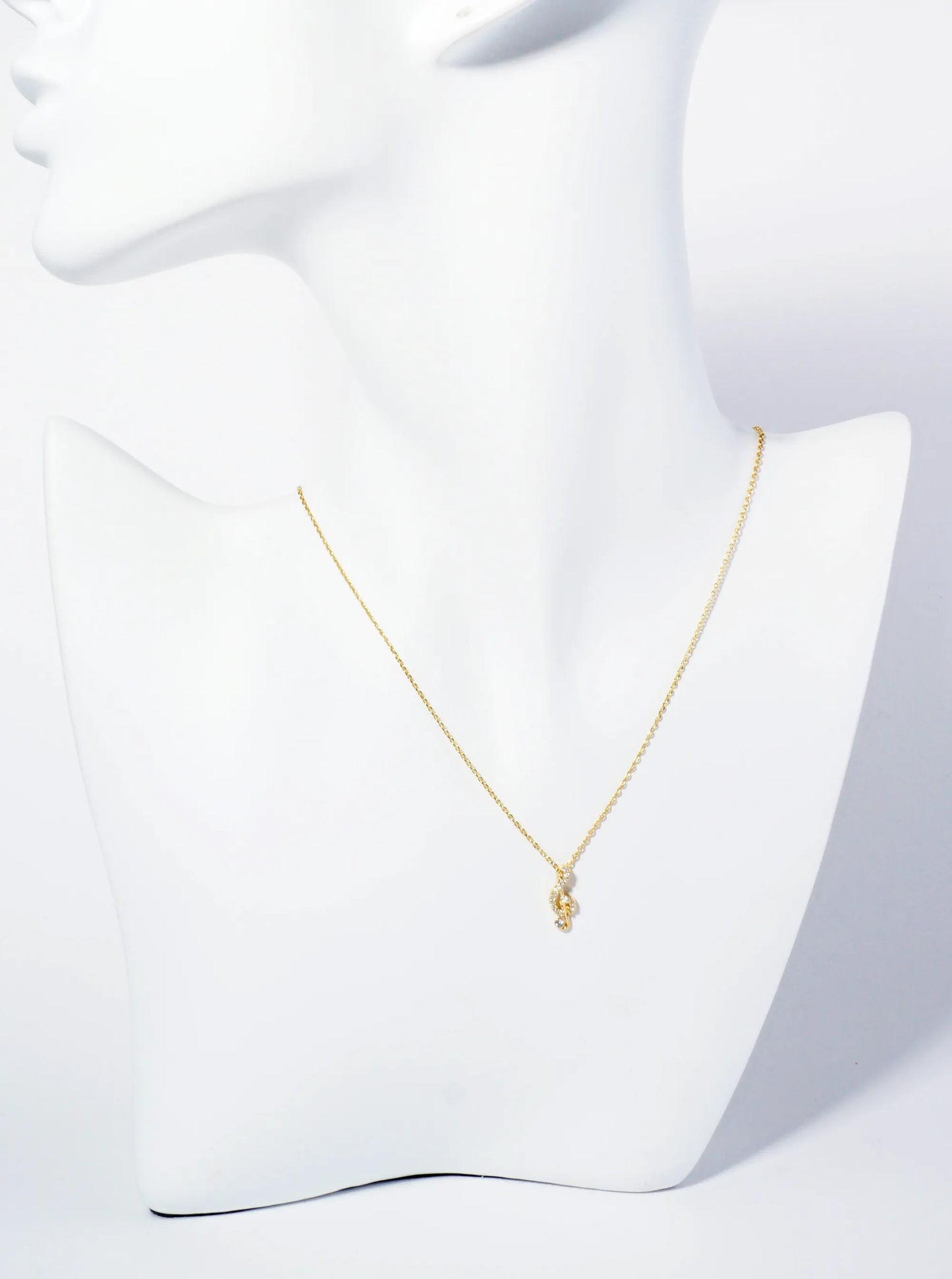 18K Gold Dipped Micro Pave Set CZ Musical Note Pendant Necklace