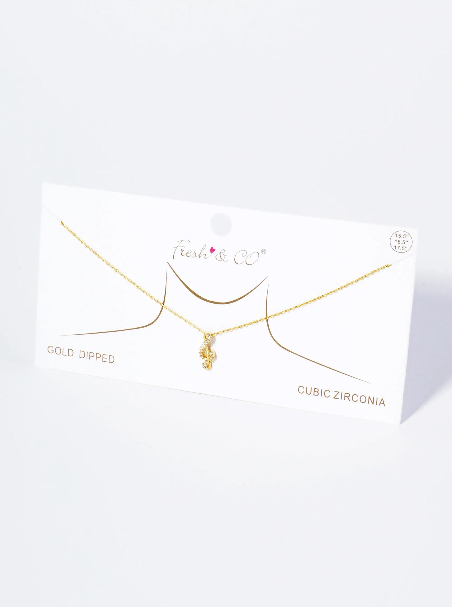 18K Gold Dipped Micro Pave Set CZ Musical Note Pendant Necklace