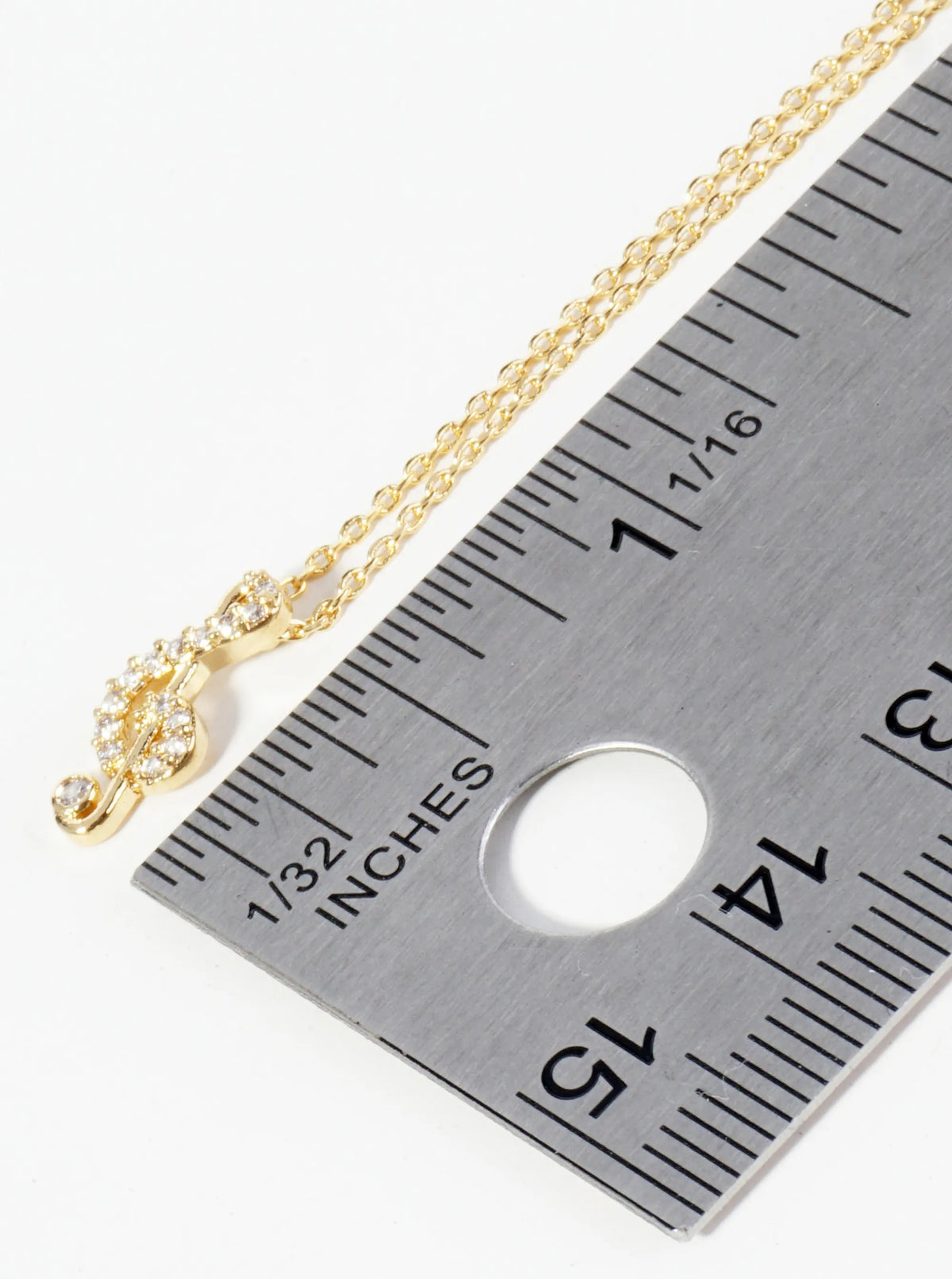 18K Gold Dipped Micro Pave Set CZ Musical Note Pendant Necklace
