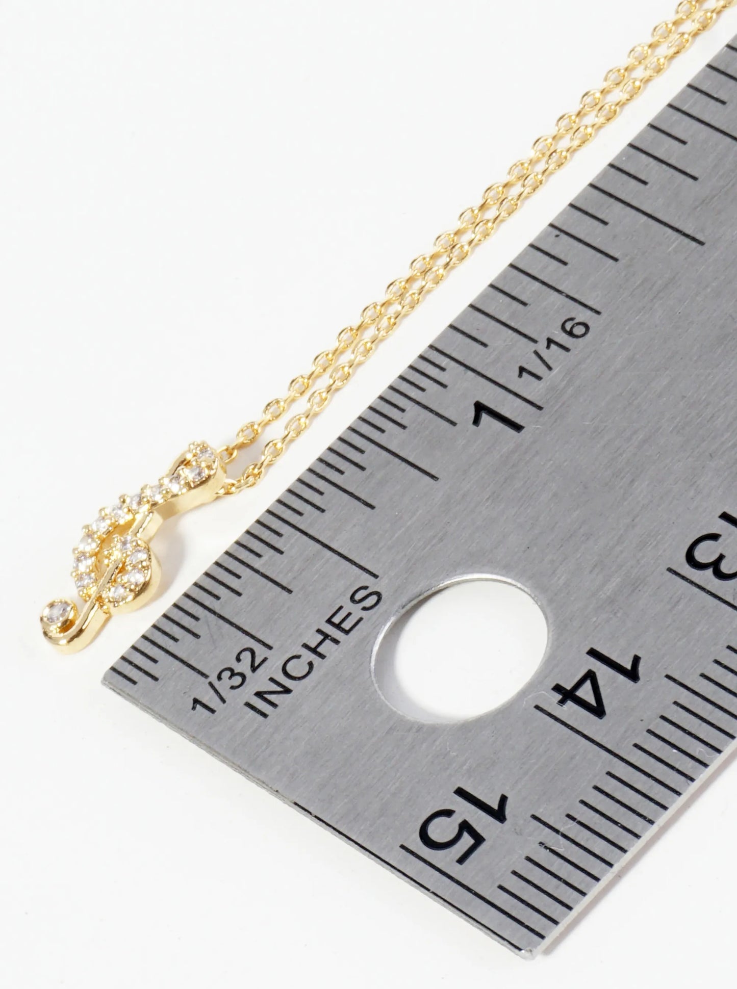 18K Gold Dipped Micro Pave Set CZ Musical Note Pendant Necklace