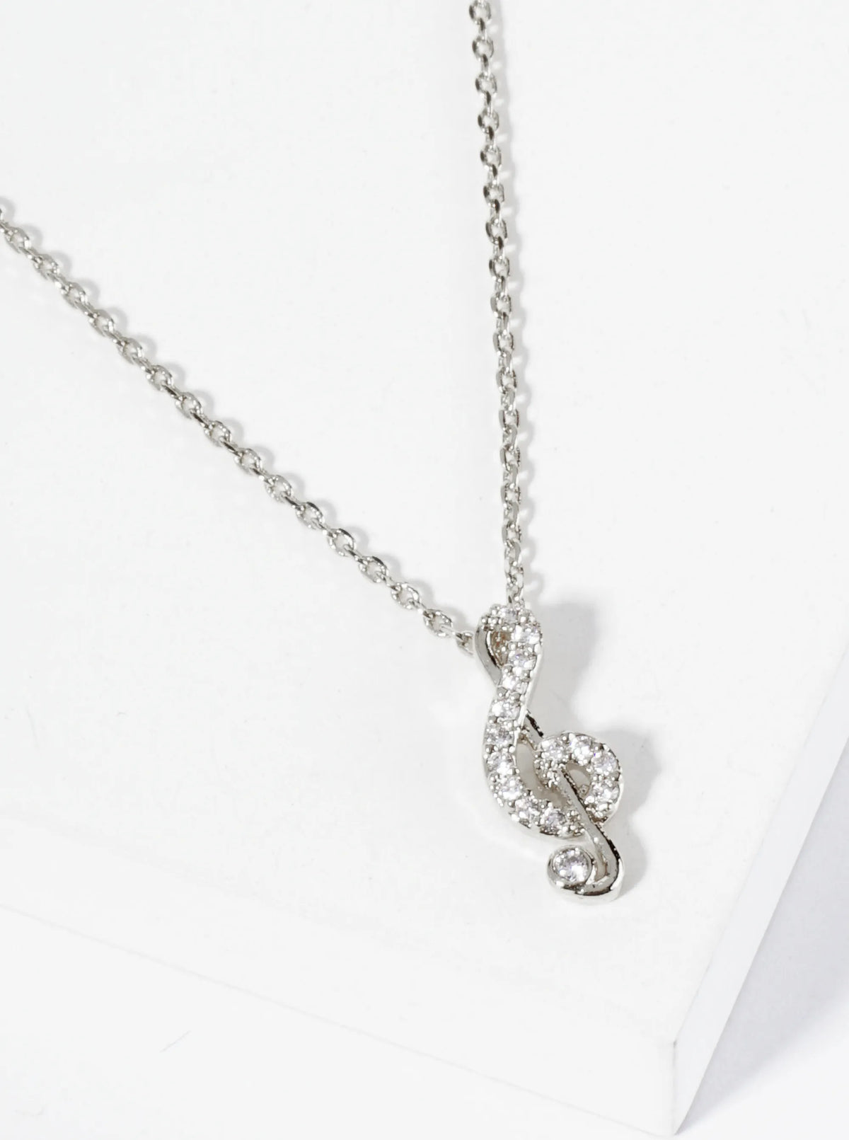 18K Gold Dipped Micro Pave Set CZ Musical Note Pendant Necklace