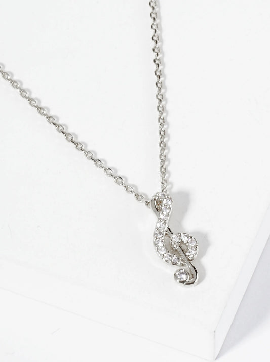 18K Gold Dipped Micro Pave Set CZ Musical Note Pendant Necklace
