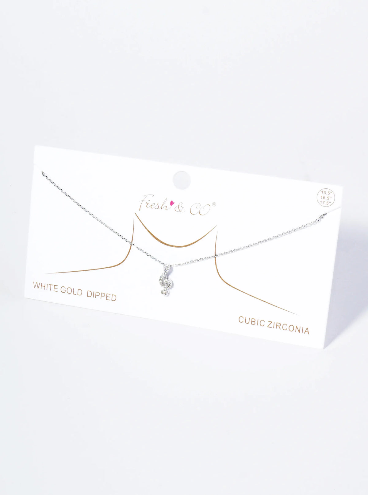 18K Gold Dipped Micro Pave Set CZ Musical Note Pendant Necklace
