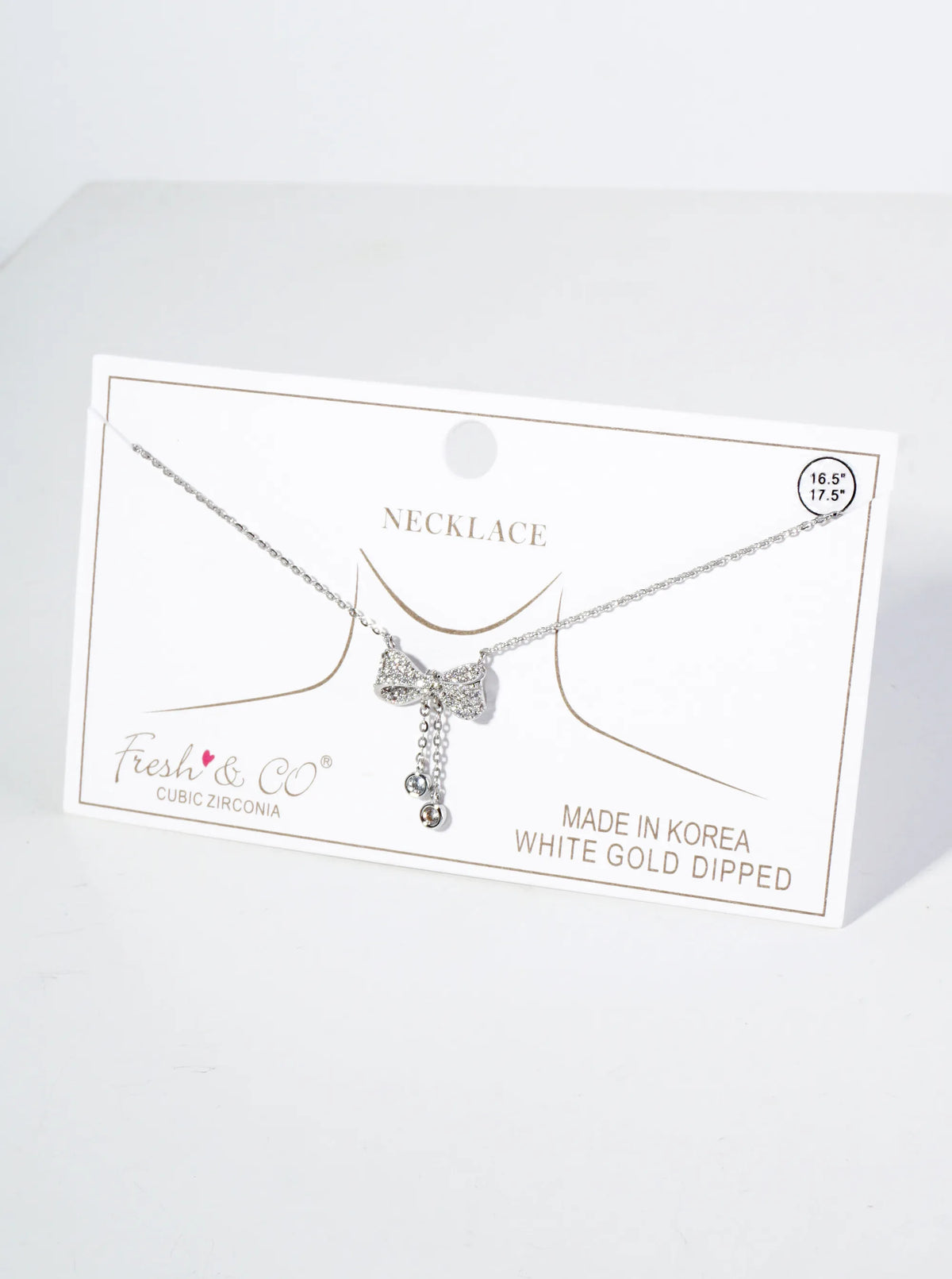 18K Gold Dipped Micro Pave Set CZ Ribbon Bow Pendant Necklace