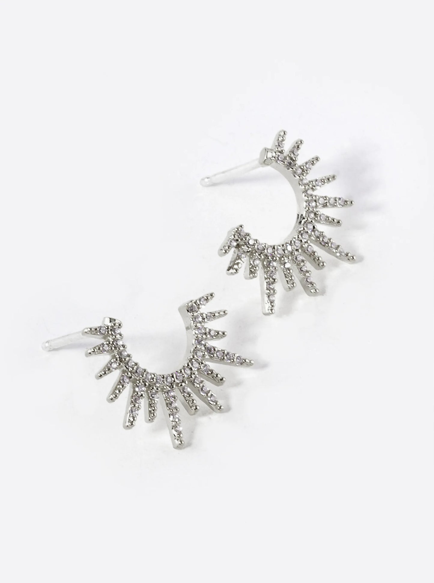 18K Gold Dipped Micro Pave Set CZ Starburst Front Facing Hoop Earrings