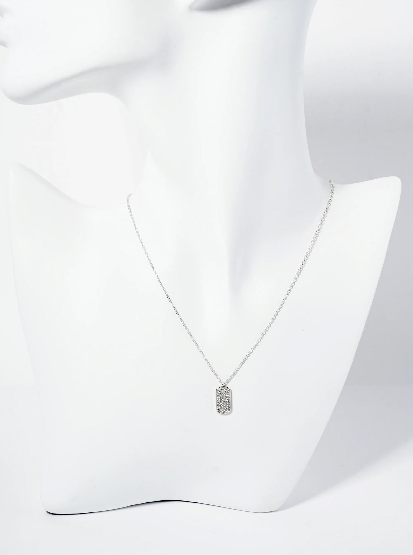 18K Gold Dipped Micro Pave Set CZ Tag Pendant Necklace