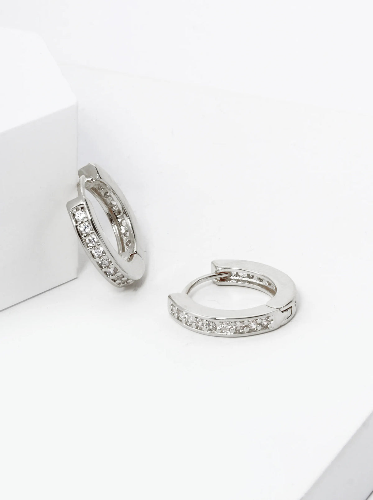 18K Gold Dipped Micro Pave Set Cubic Zirconia 12mm Huggie Hoop Earrings