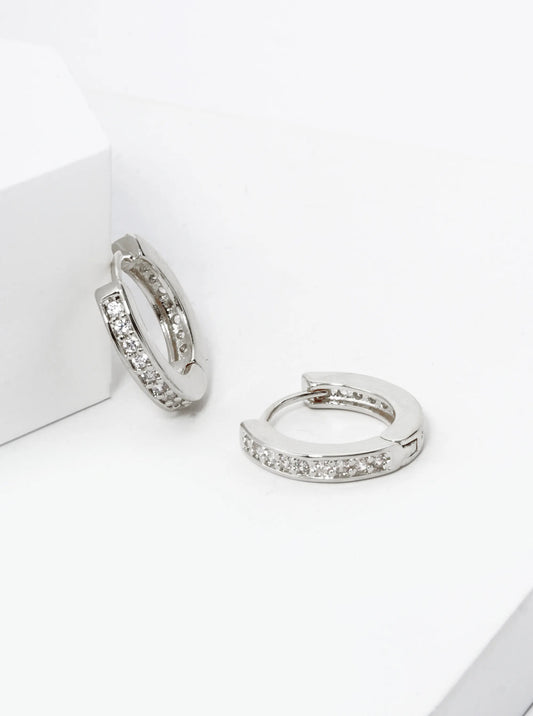 18K Gold Dipped Micro Pave Set Cubic Zirconia 12mm Huggie Hoop Earrings