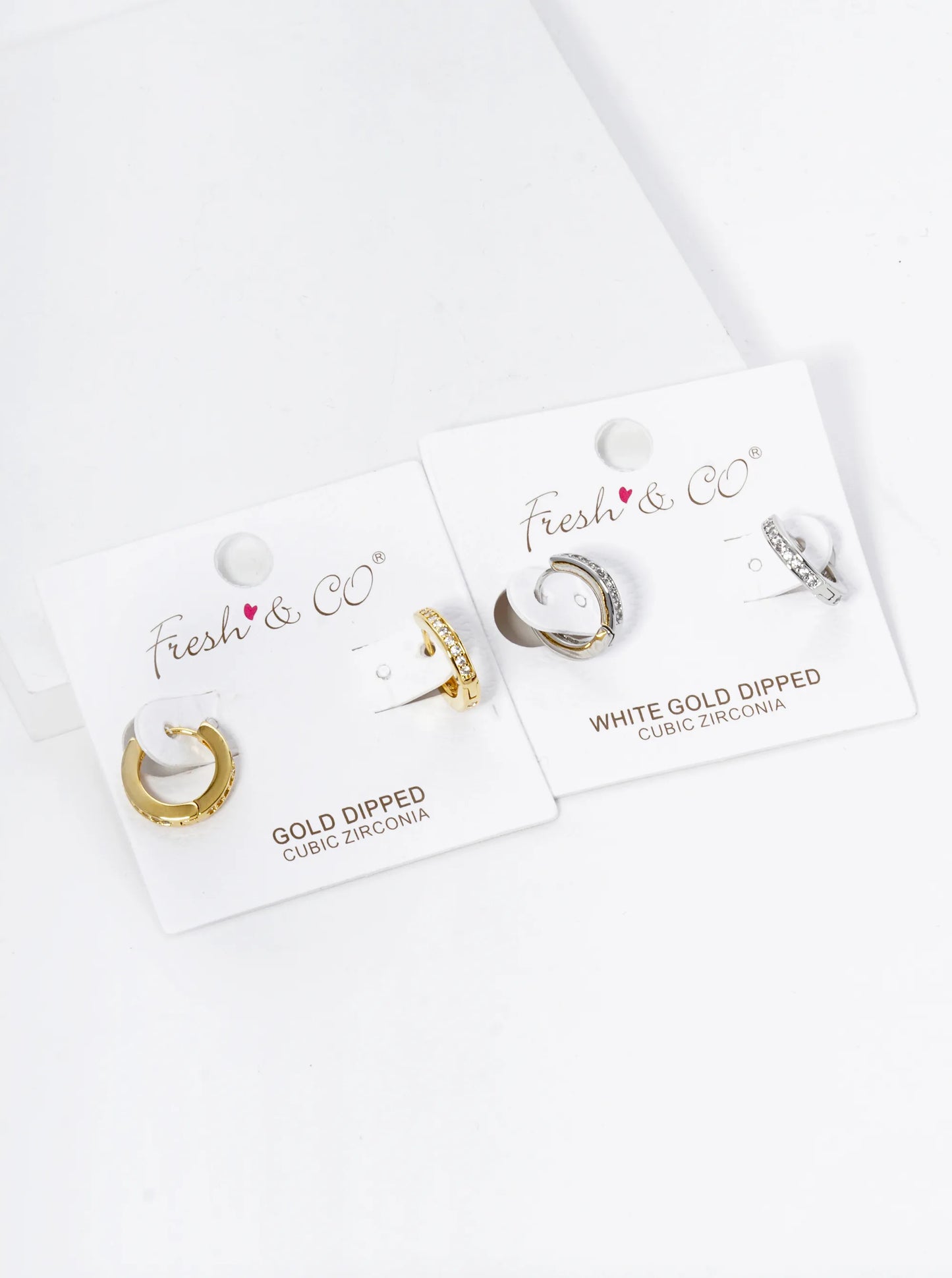 18K Gold Dipped Micro Pave Set Cubic Zirconia 12mm Huggie Hoop Earrings