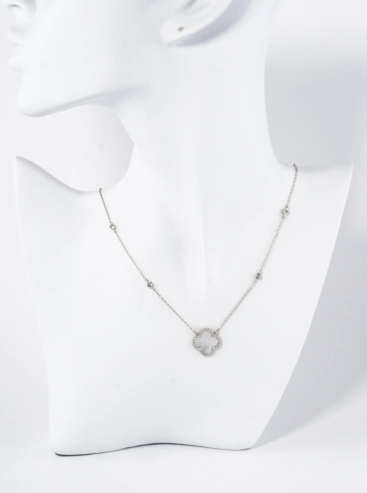 18K Gold Dipped Micro Pave Set Cubic Zirconia 15mm Quatrefoil Pendant Necklace
