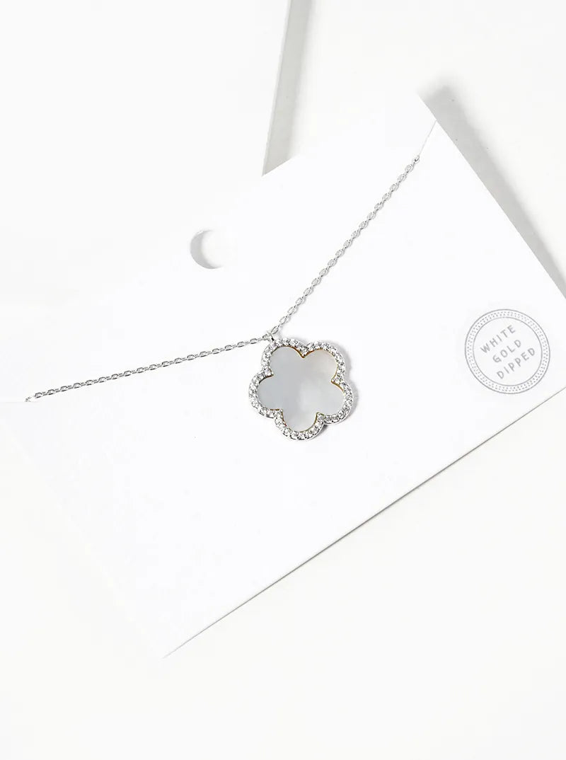 18K Gold Dipped Micro Pave Set Cubic Zirconia 17mm Flower Pendant Necklace