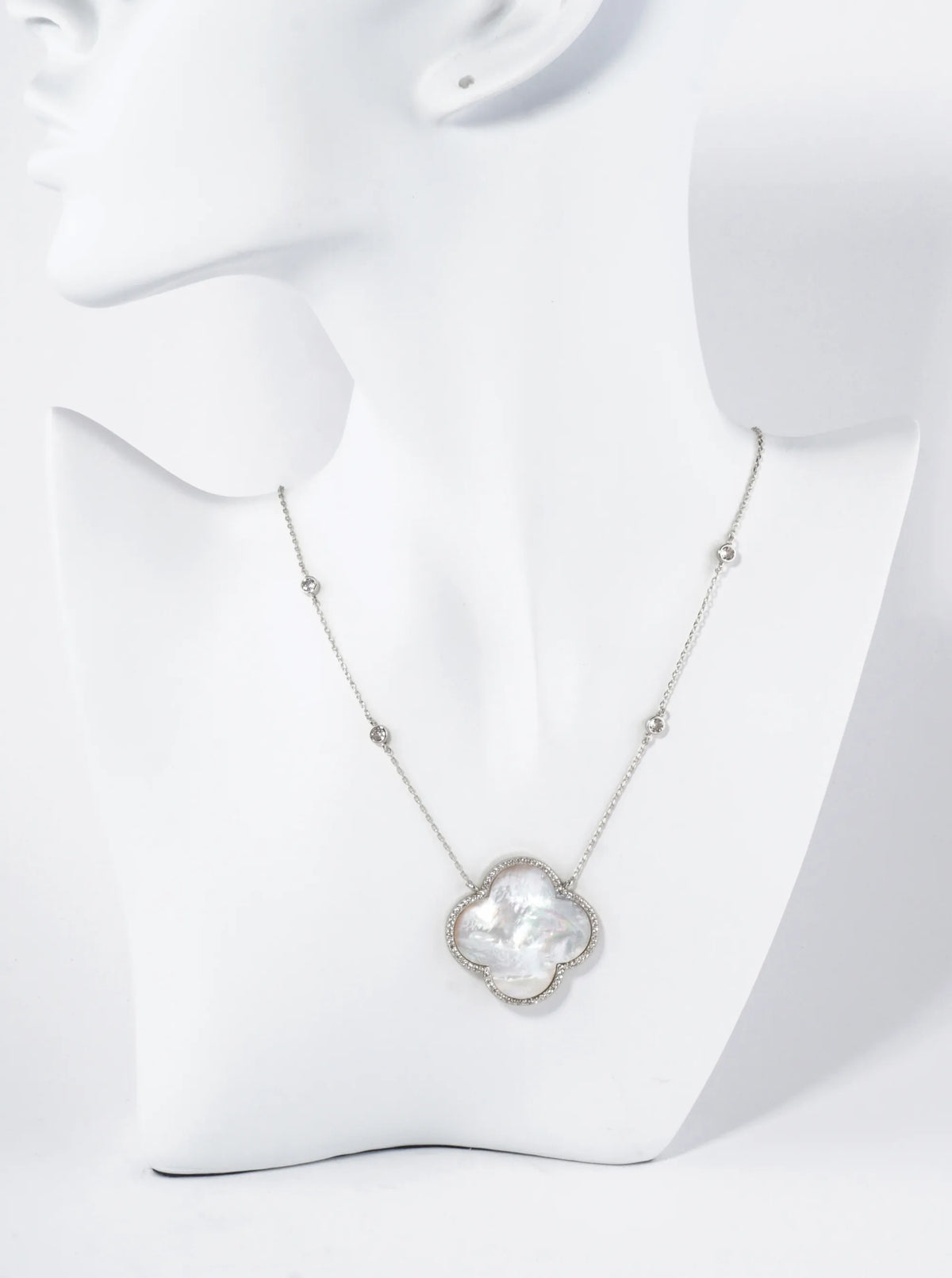 18K Gold Dipped Micro Pave Set Cubic Zirconia 32mm Quatrefoil Pendant Necklace