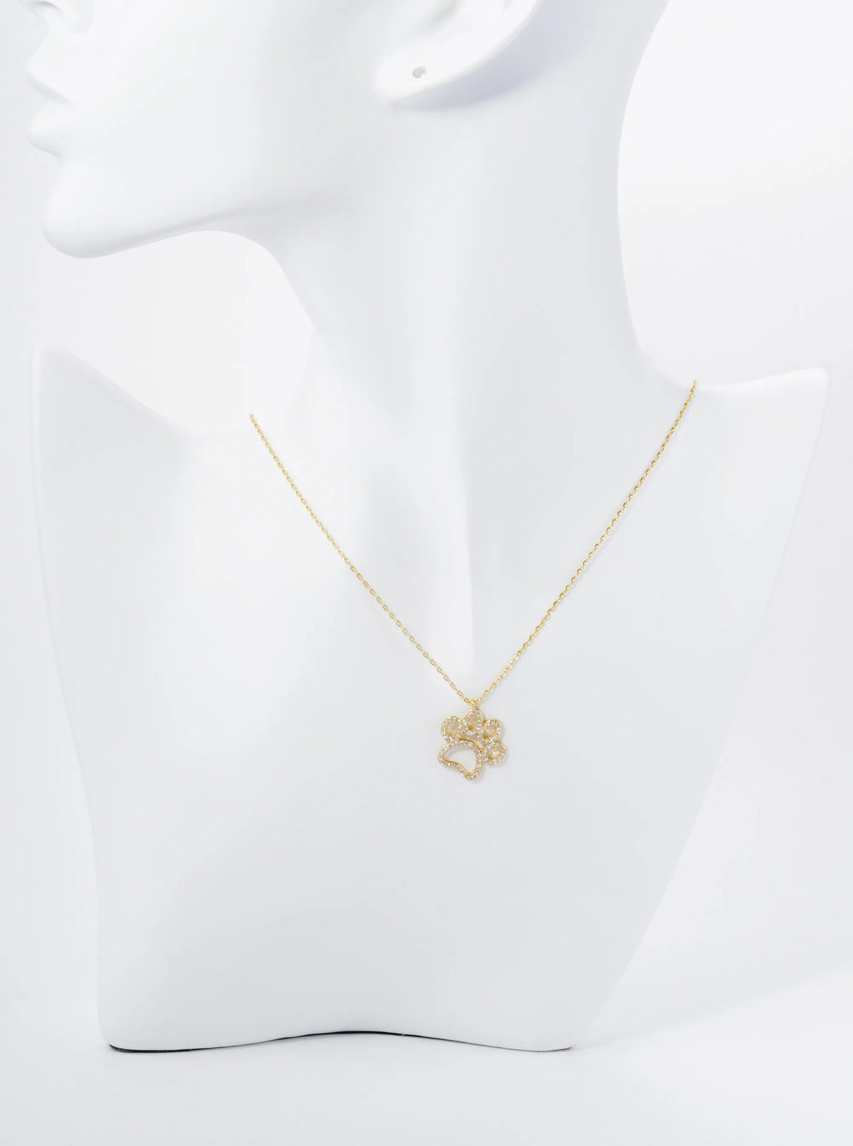 18K Gold Dipped Micro Pave Set Cubic Zirconia Dog Paw Game Day Mascot Pendant Necklace