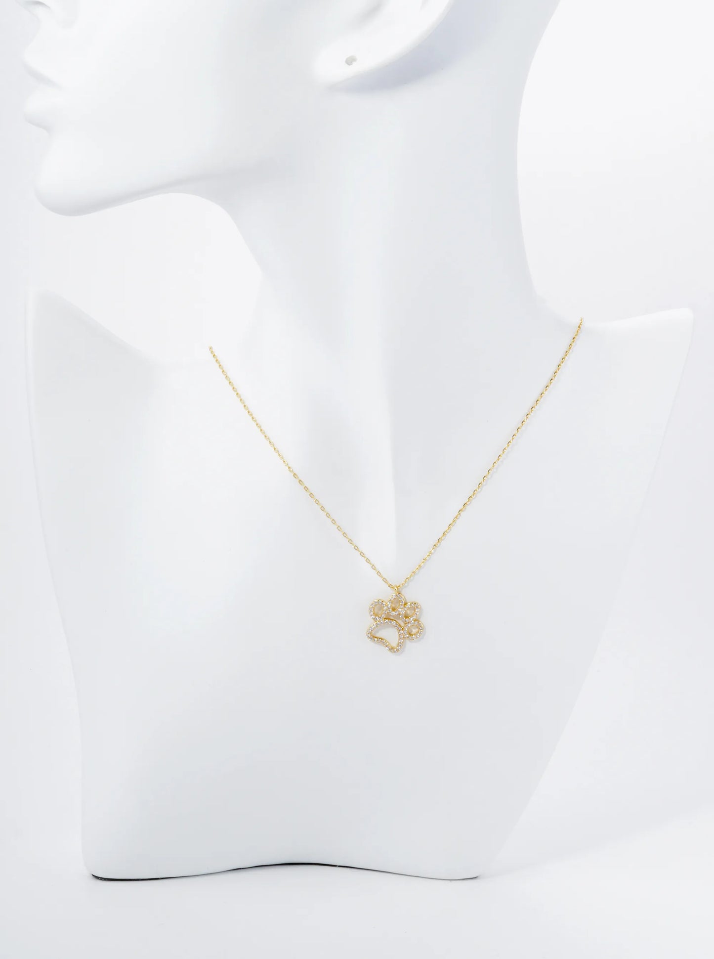18K Gold Dipped Micro Pave Set Cubic Zirconia Dog Paw Game Day Mascot Pendant Necklace