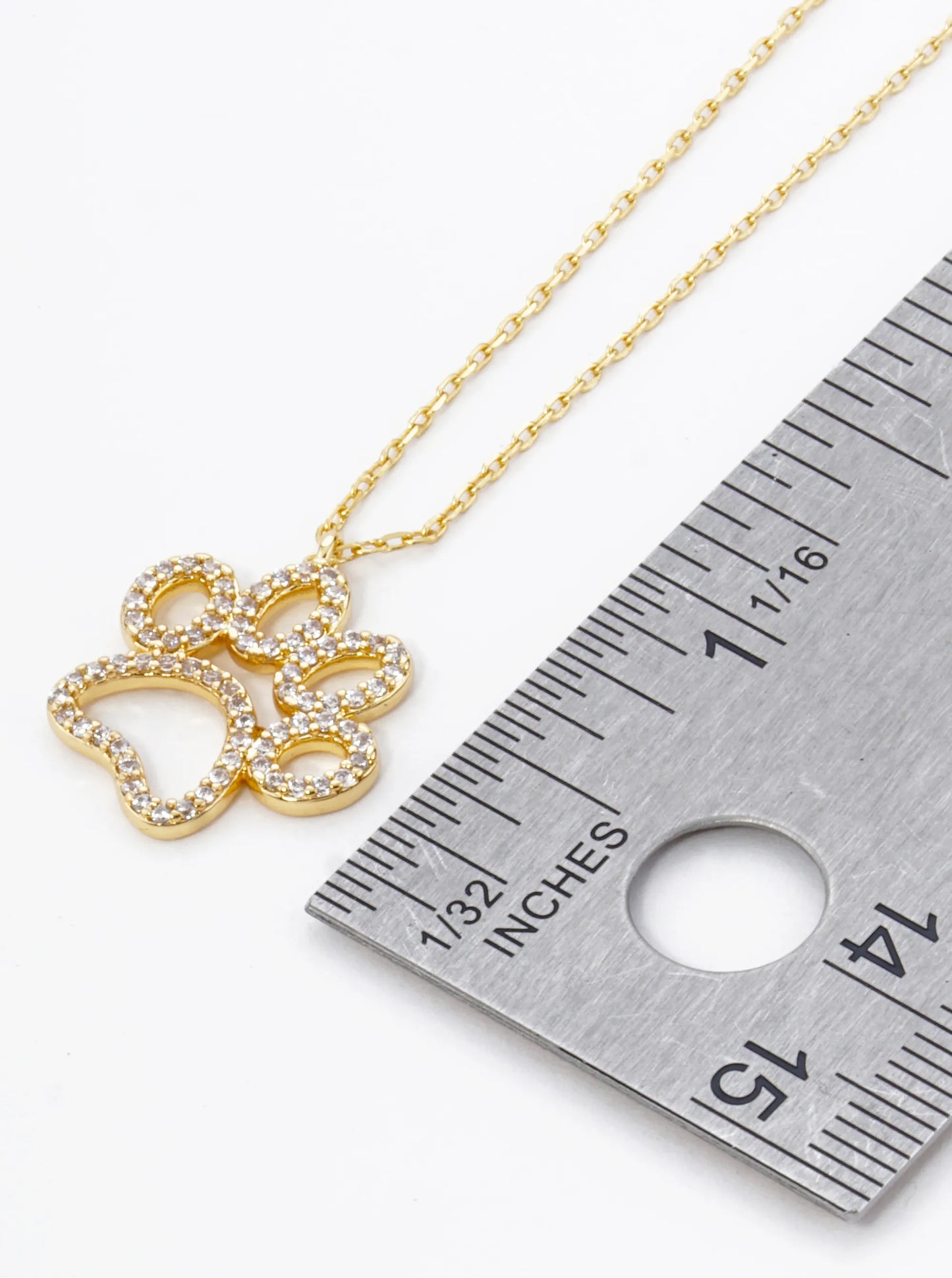 18K Gold Dipped Micro Pave Set Cubic Zirconia Dog Paw Game Day Mascot Pendant Necklace