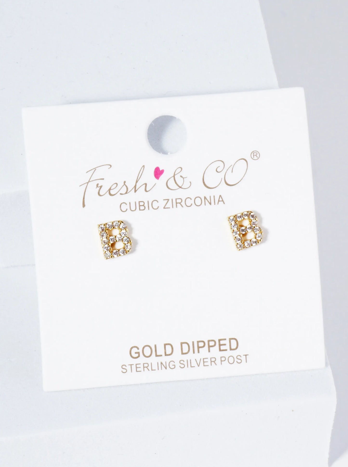 18K Gold Dipped Micro Pave Set Cubic Zirconia Initial Stud Earrings