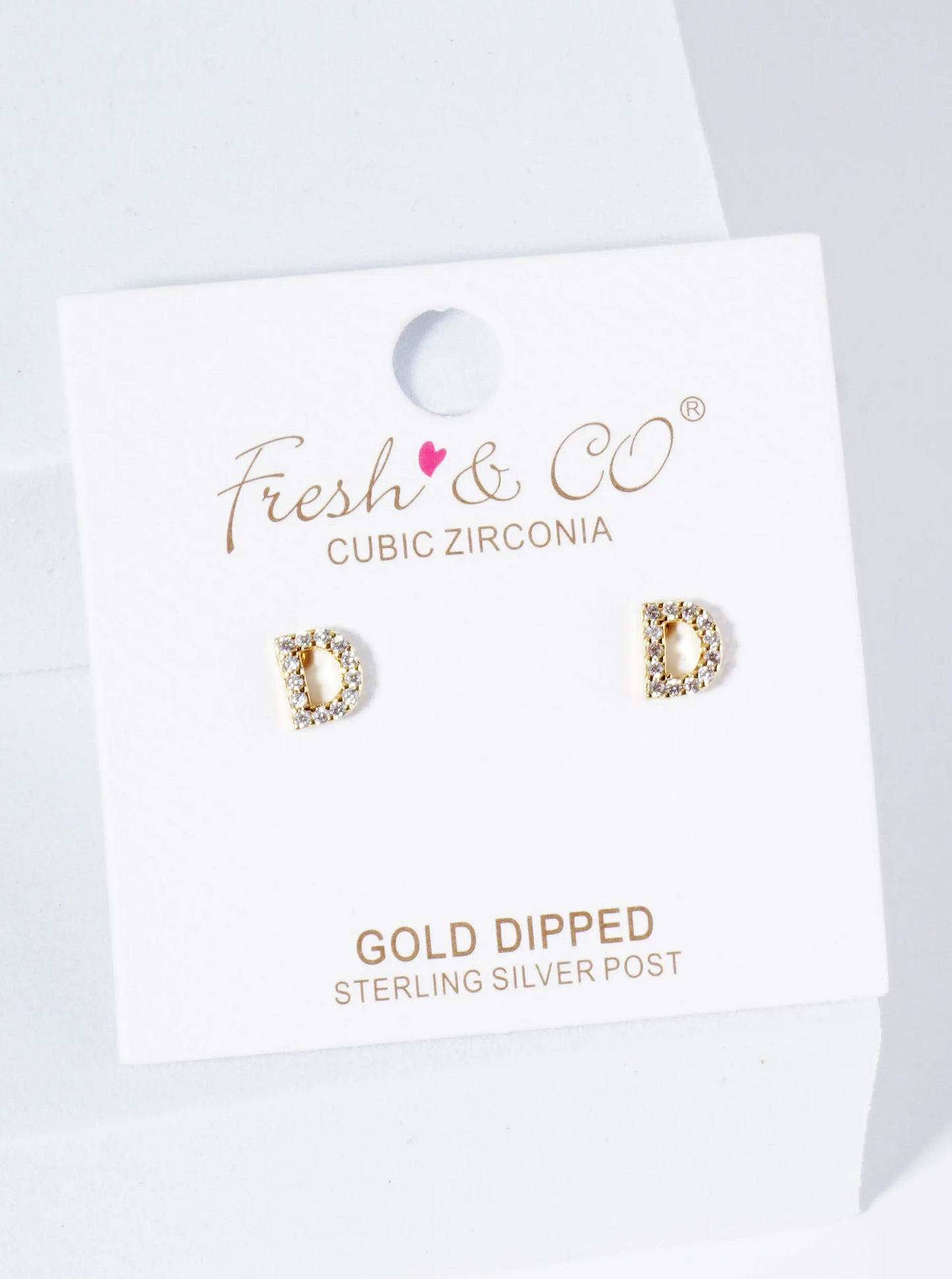 18K Gold Dipped Micro Pave Set Cubic Zirconia Initial Stud Earrings