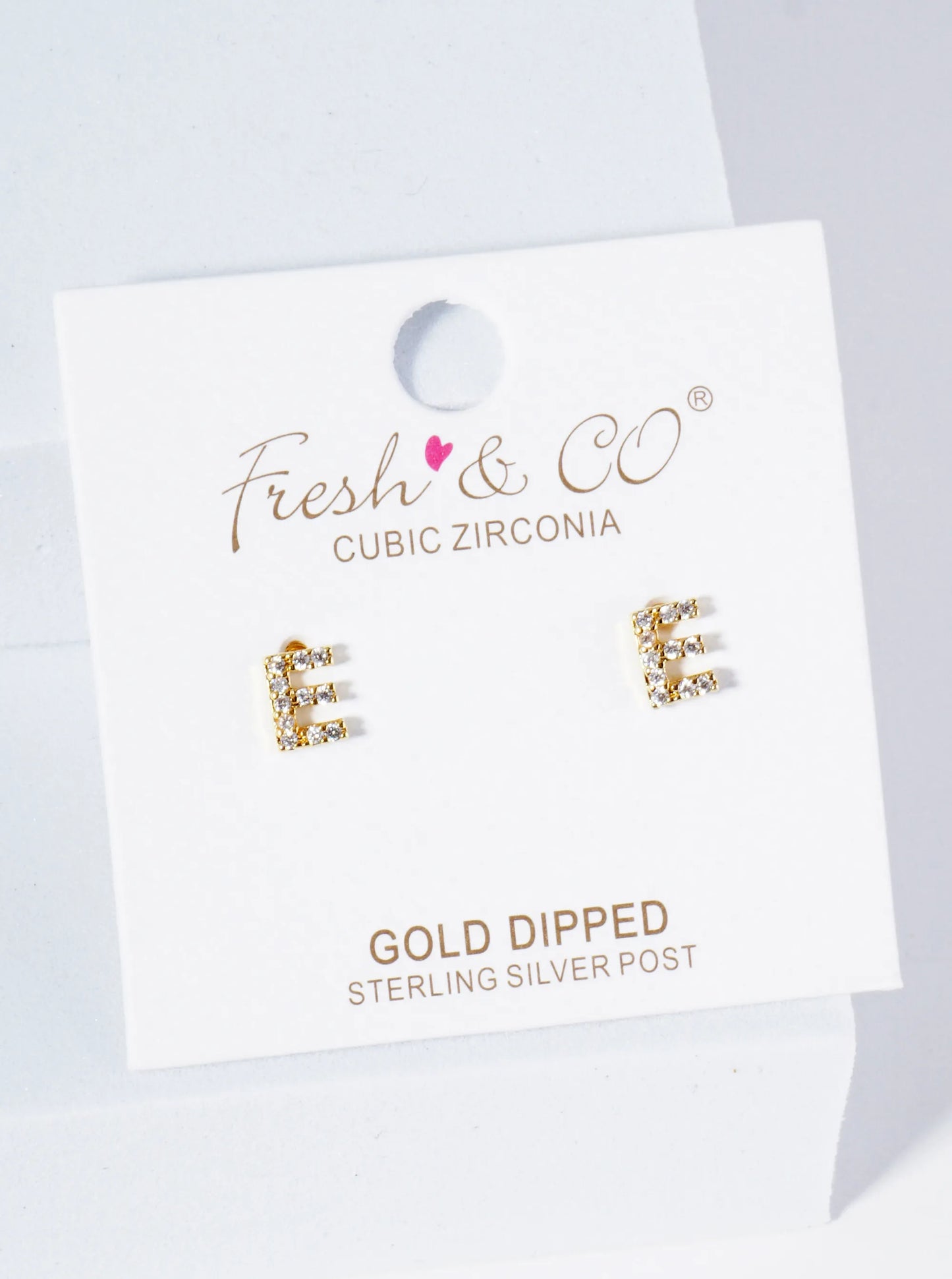 18K Gold Dipped Micro Pave Set Cubic Zirconia Initial Stud Earrings