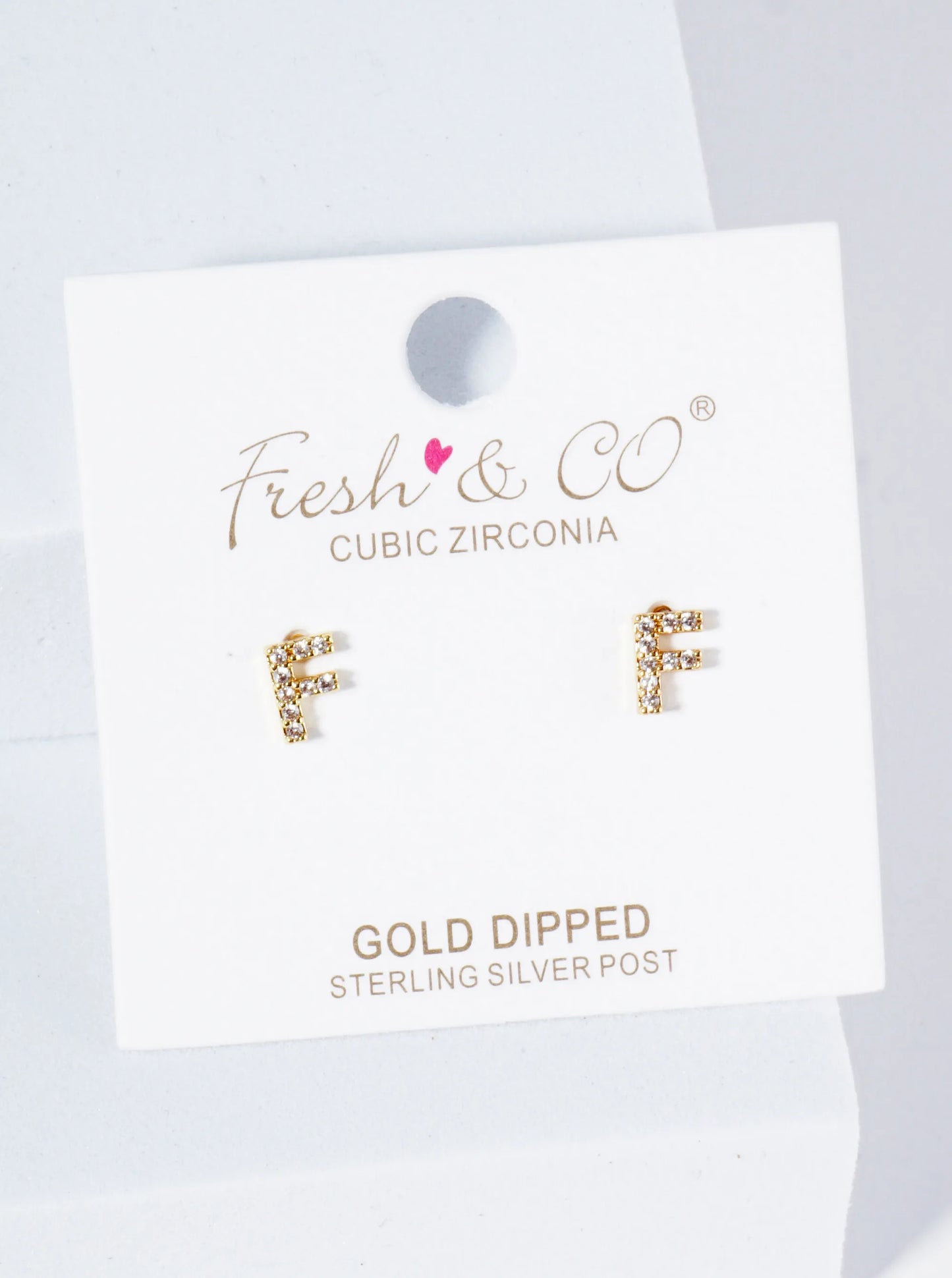 18K Gold Dipped Micro Pave Set Cubic Zirconia Initial Stud Earrings