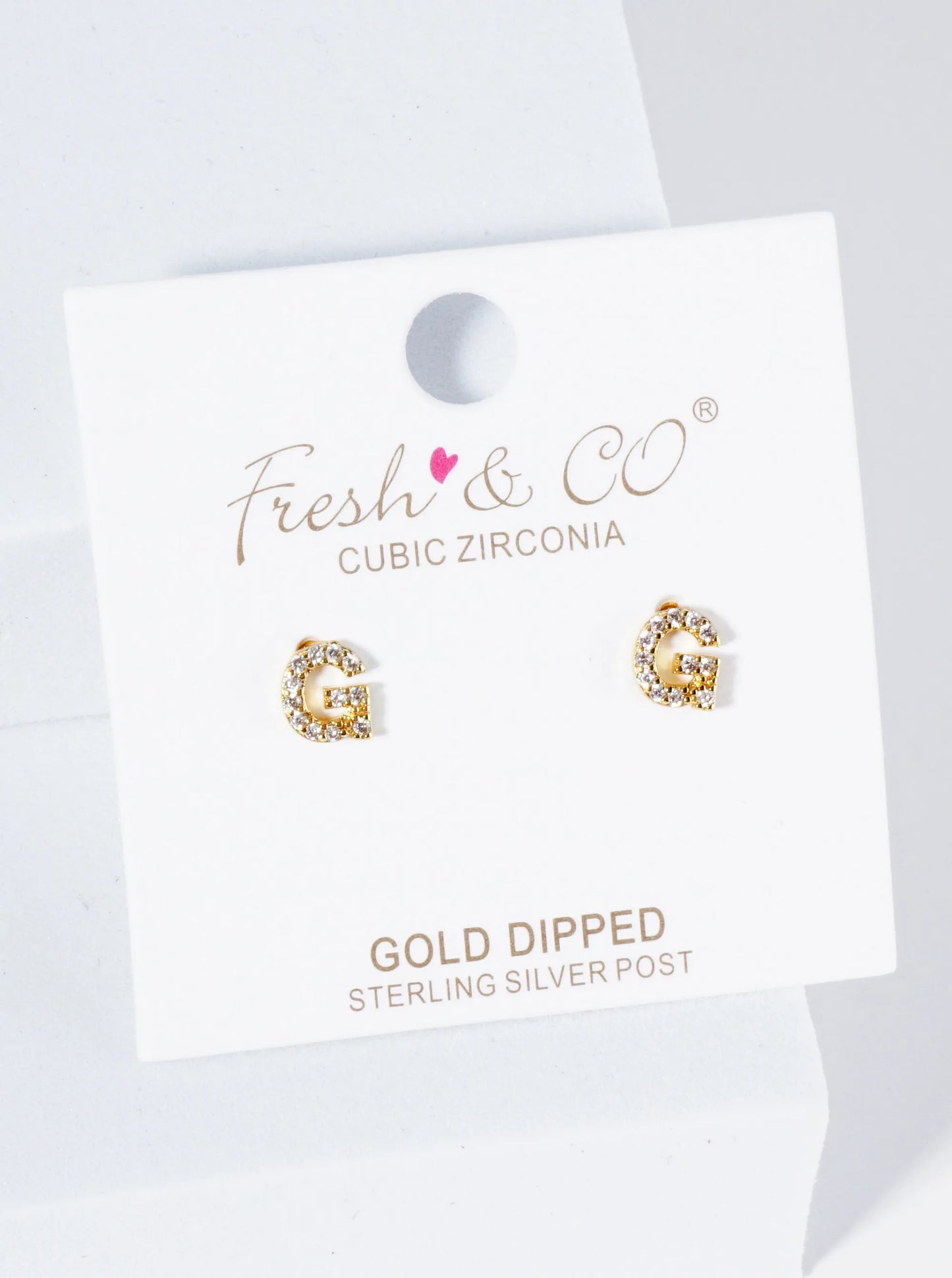 18K Gold Dipped Micro Pave Set Cubic Zirconia Initial Stud Earrings