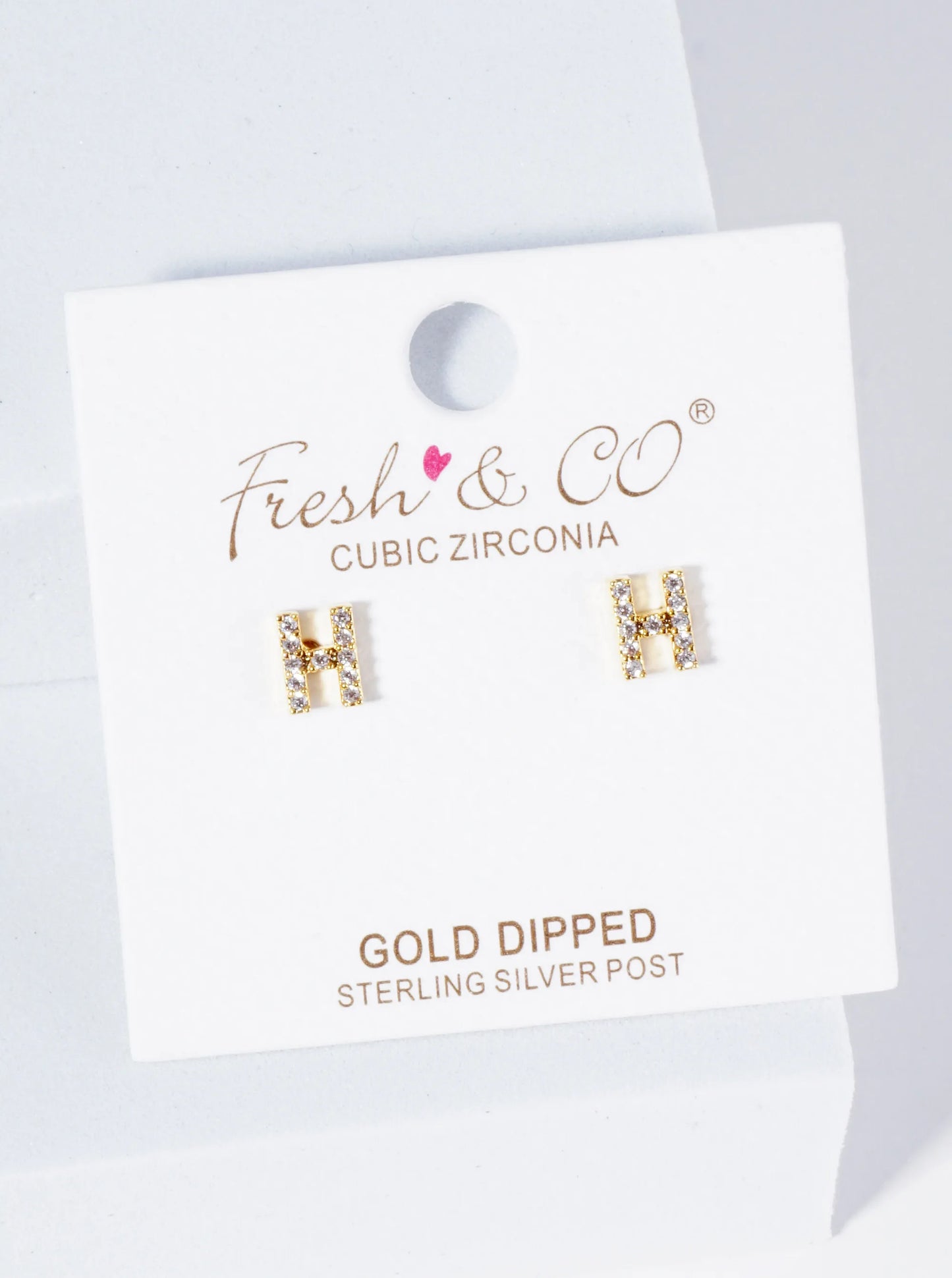 18K Gold Dipped Micro Pave Set Cubic Zirconia Initial Stud Earrings