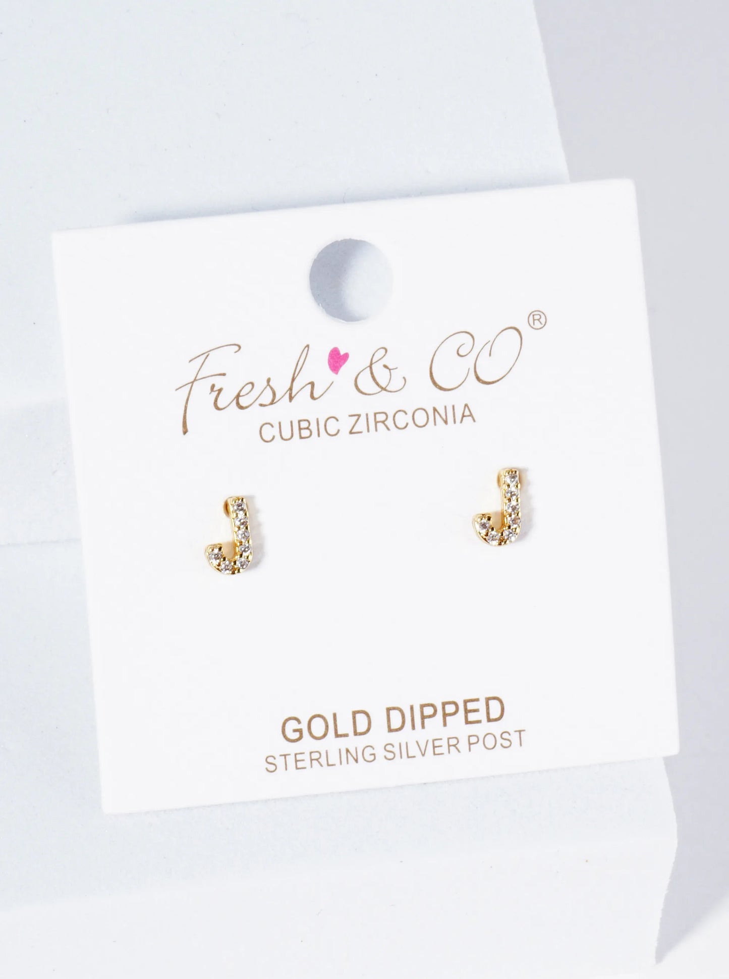 18K Gold Dipped Micro Pave Set Cubic Zirconia Initial Stud Earrings